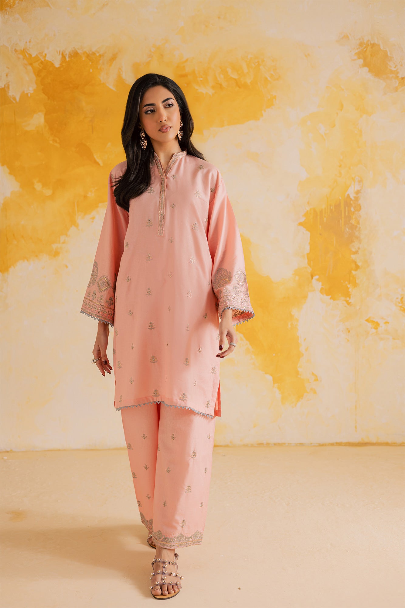 2PC Summer Luxury Embroidered Dress - 1109