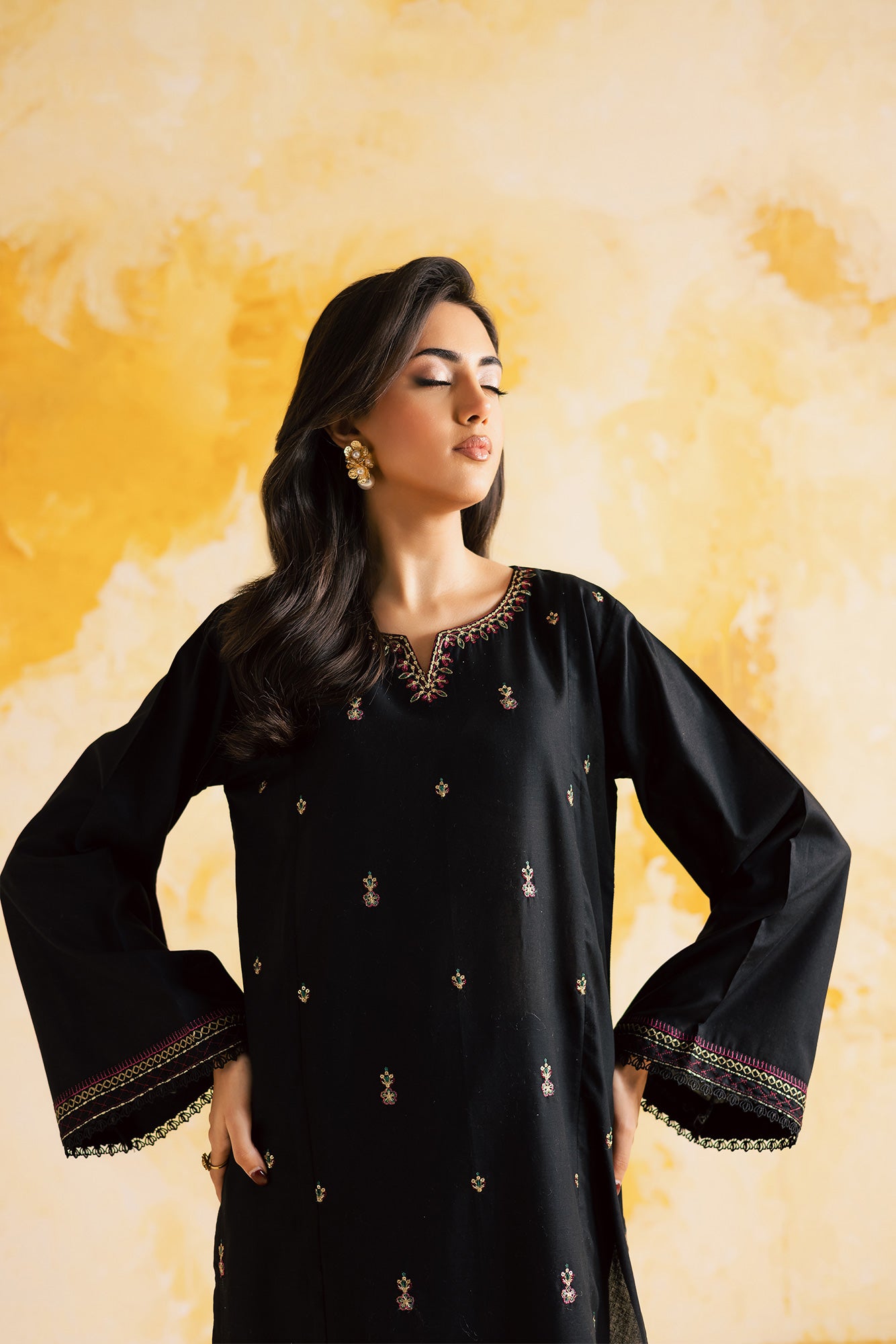 2PC Summer Luxury Embroidered Dress - 1101