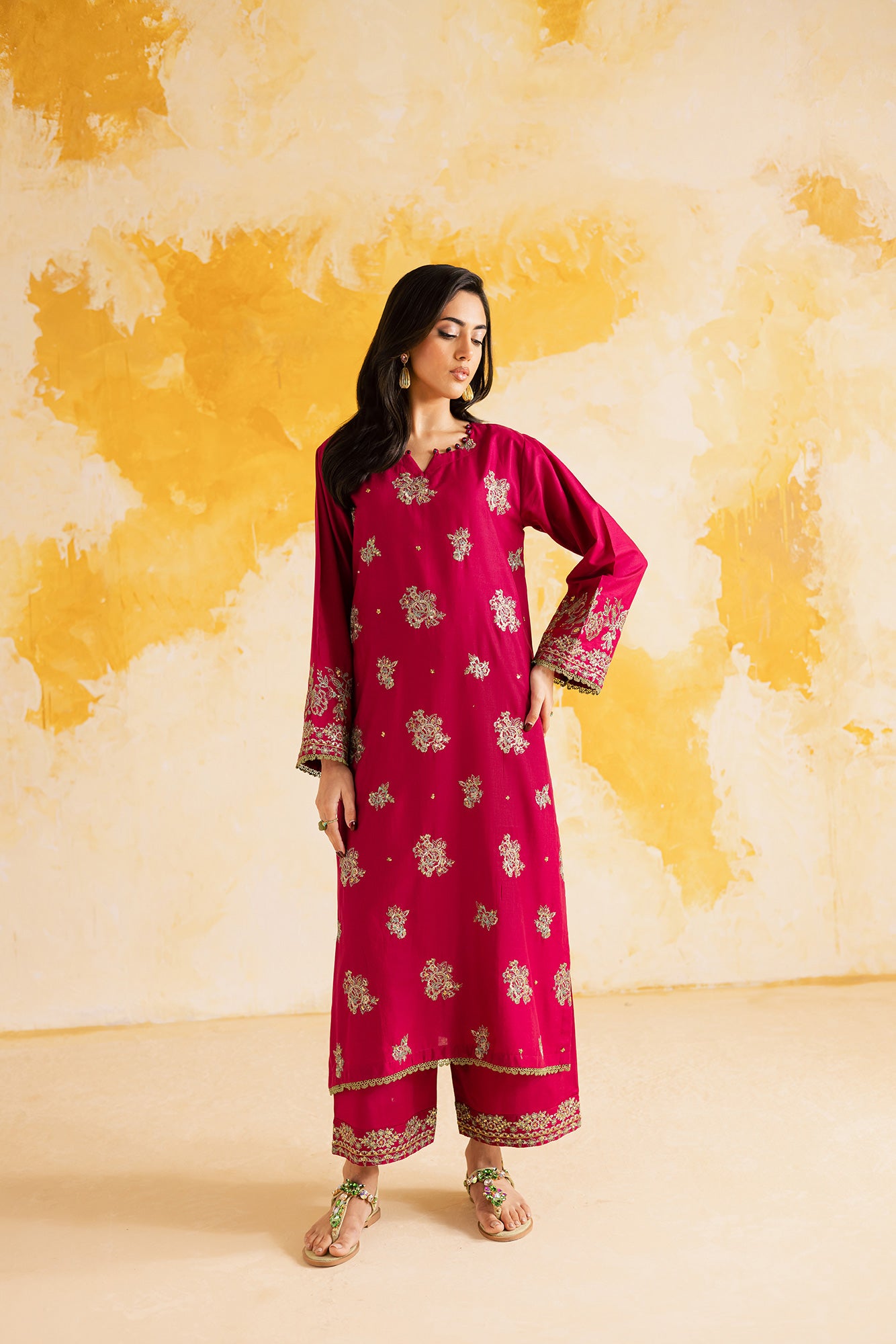 2PC Summer Luxury Embroidered Dress - 1110