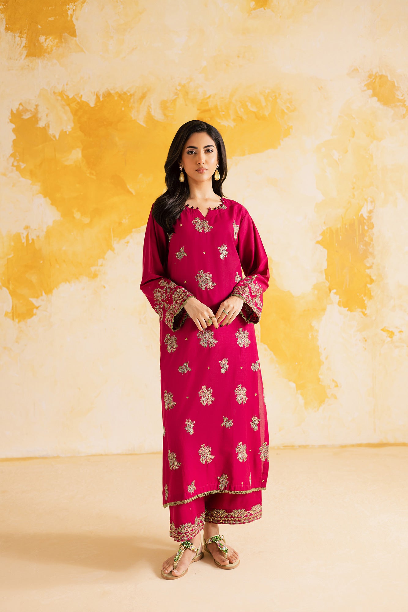 2PC Summer Luxury Embroidered Dress - 1110