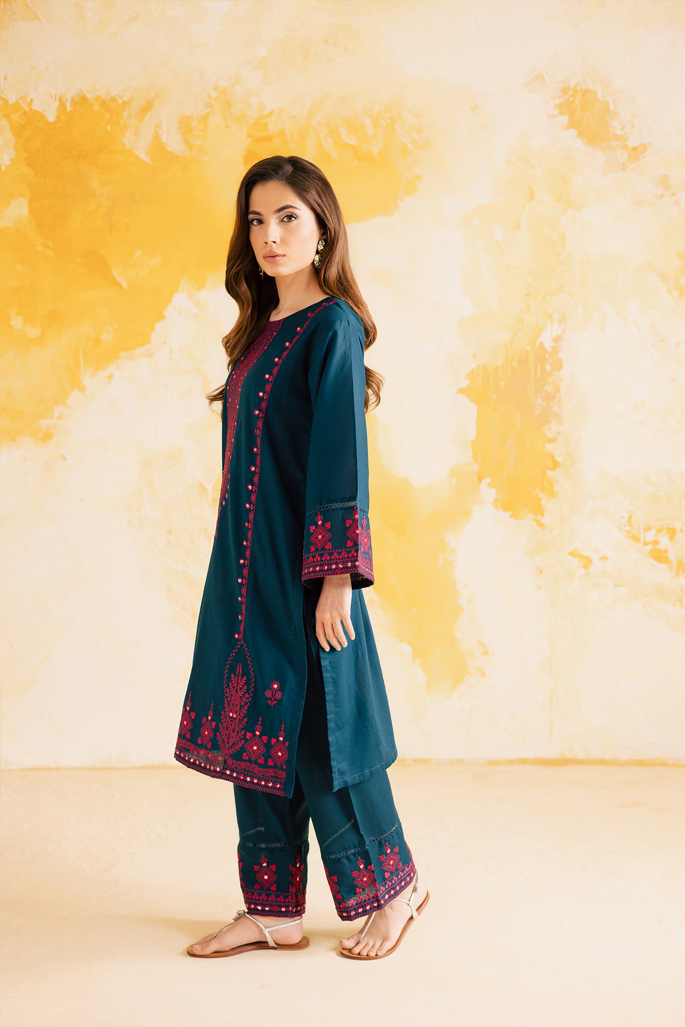 2PC Summer Luxury Embroidered Dress - 1105