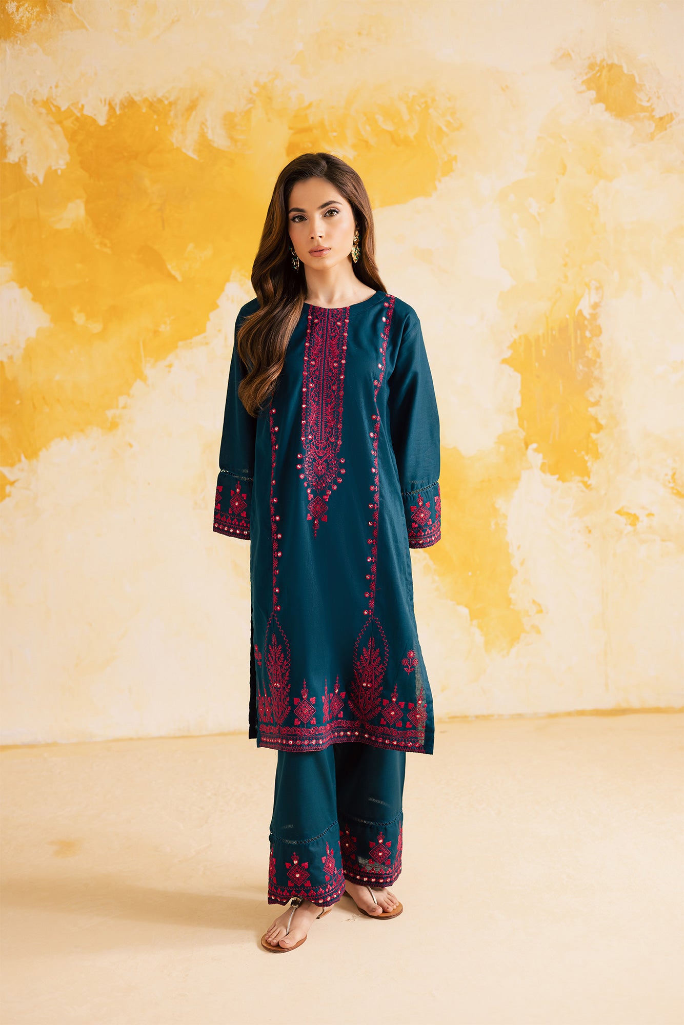 2PC Summer Luxury Embroidered Dress - 1105