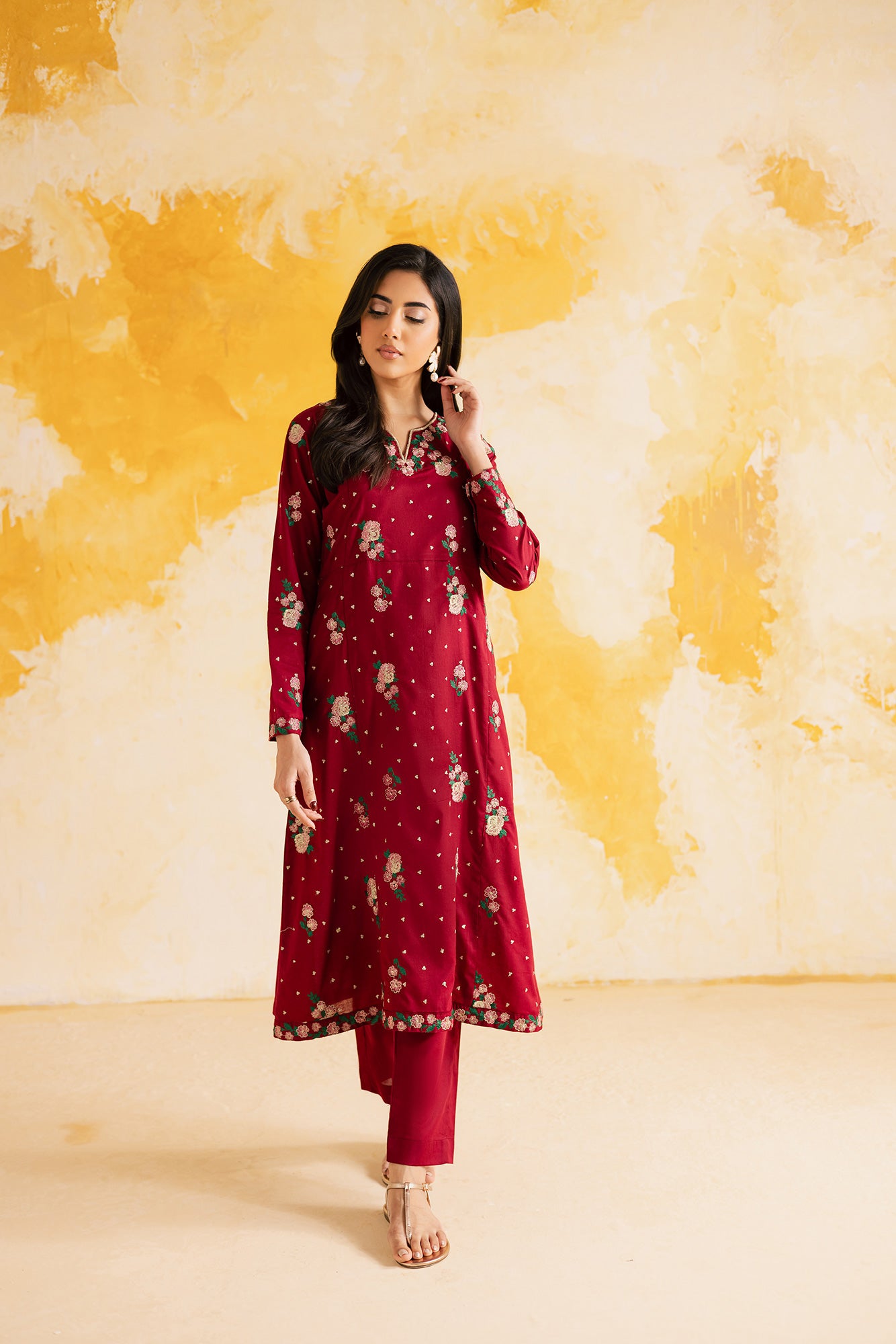 2PC Summer Luxury Embroidered Dress - 1108
