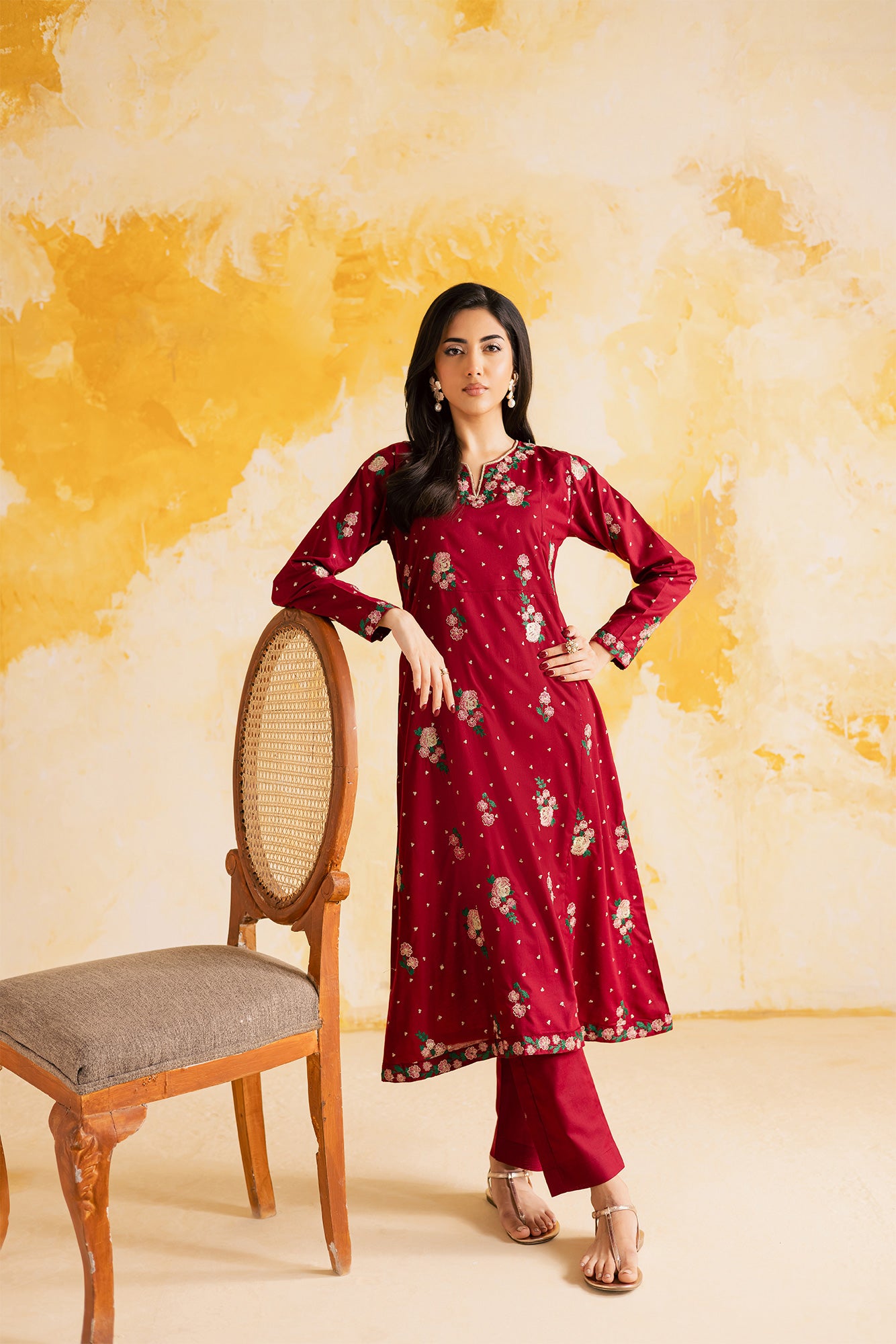 2PC Summer Luxury Embroidered Dress - 1108