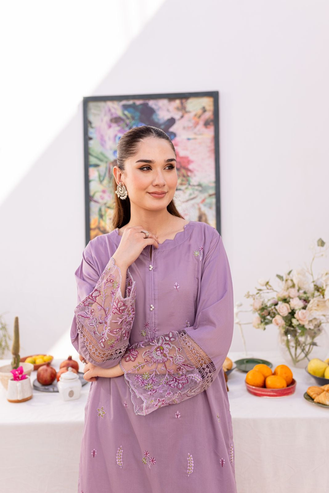 2PC Embroidered Dress - 1034