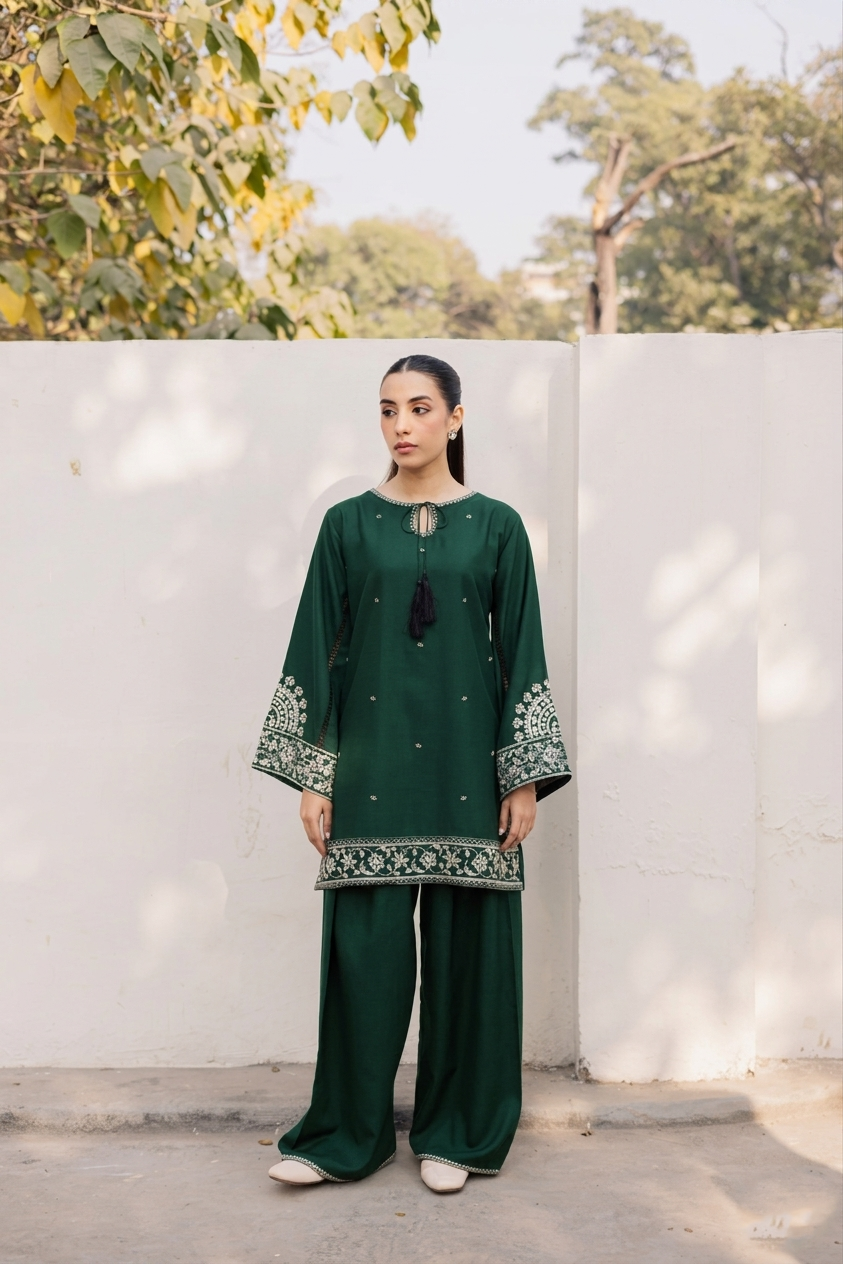 2PC Summer Embroidered Dress - 1216