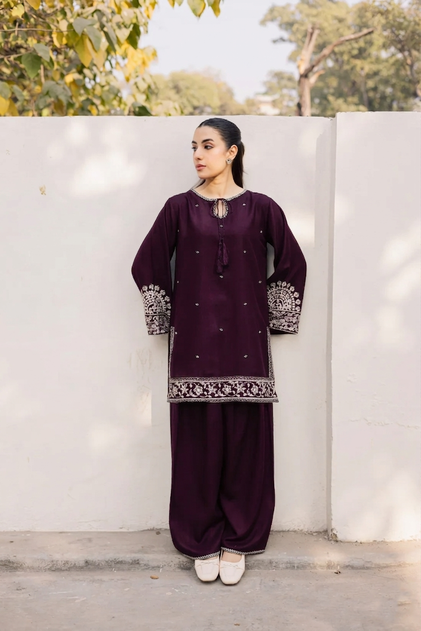 2PC Summer Embroidered Dress - 1214
