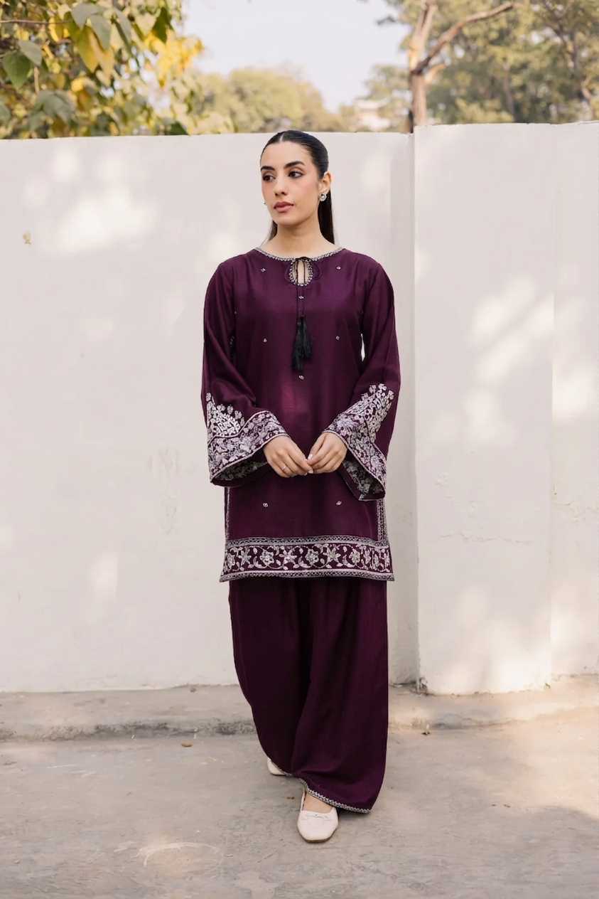2PC Summer Embroidered Dress - 1214