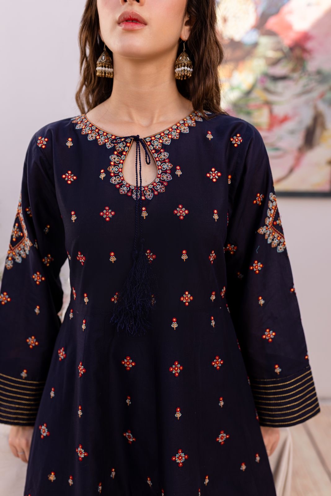 2PC Embroidered Dress - 1037