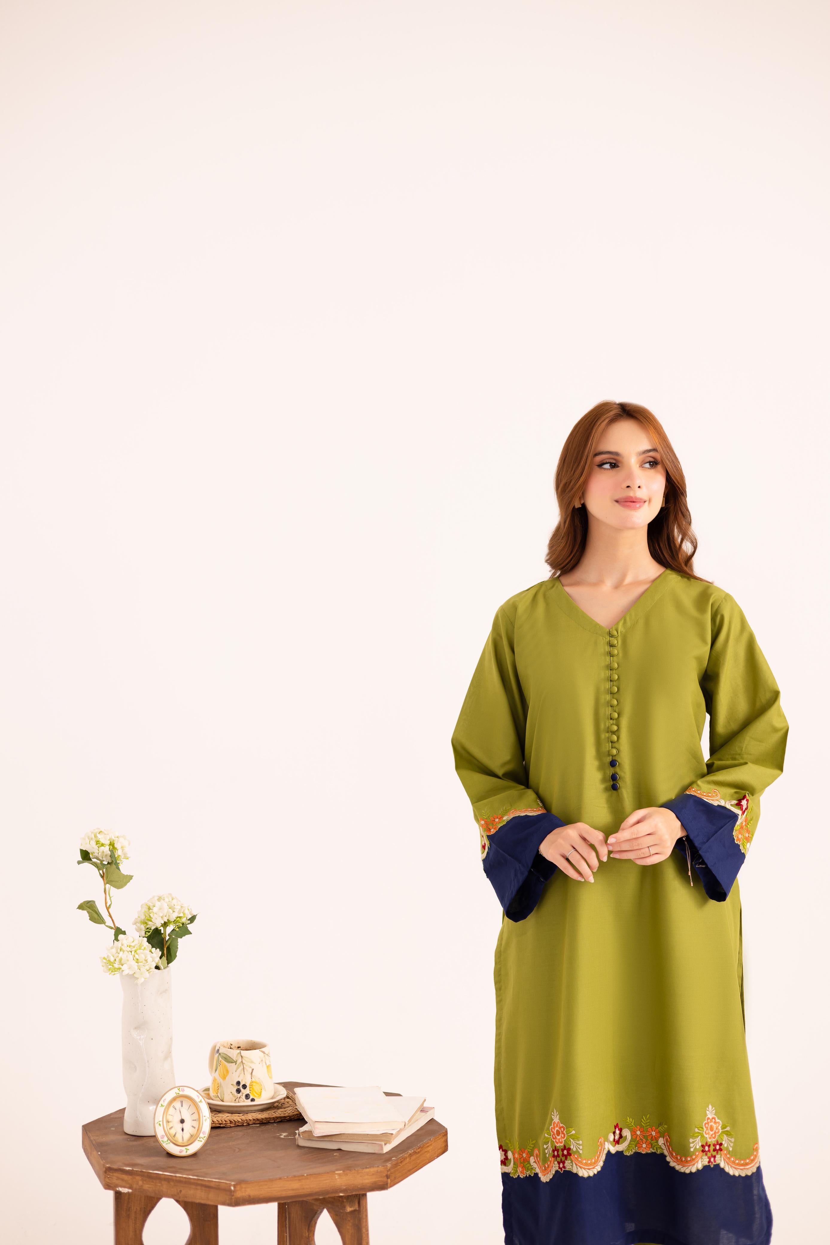 2PC Embroidered Dress - 1143