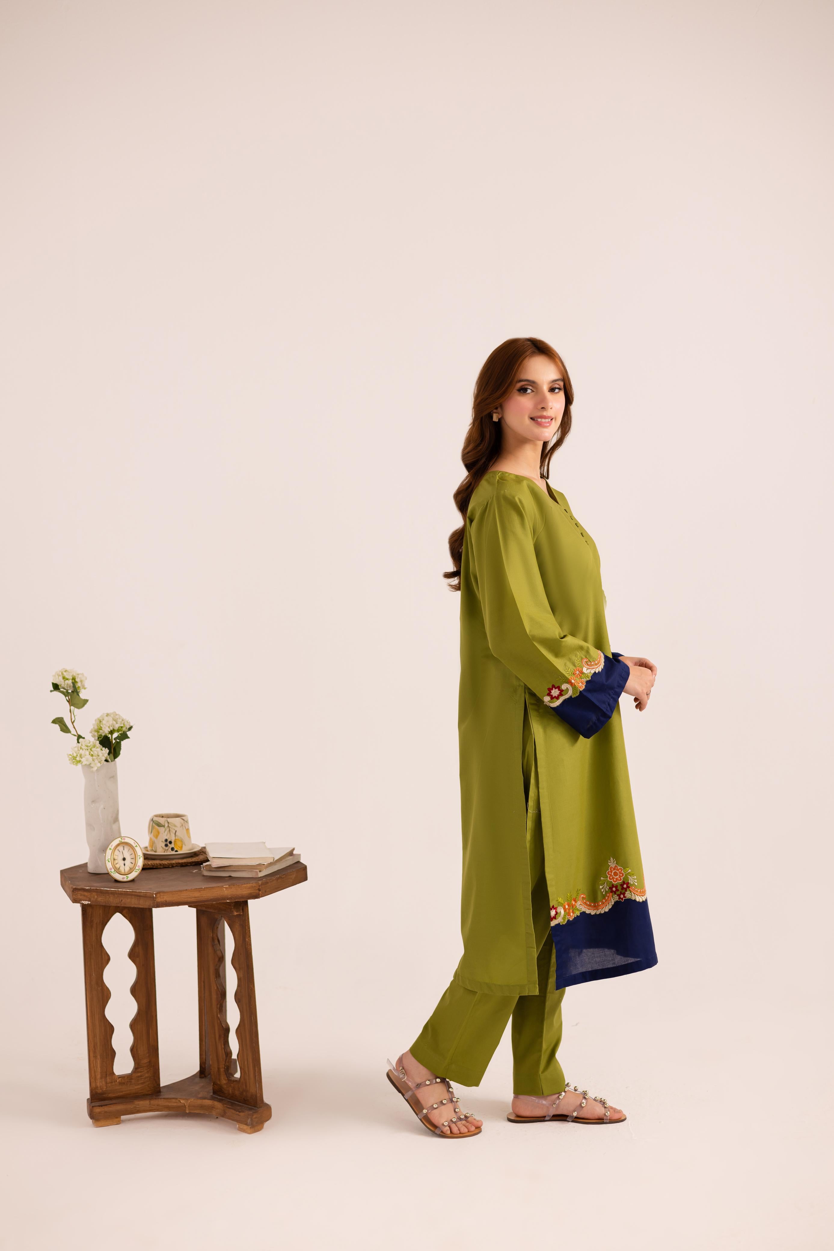 2PC Embroidered Dress - 1143
