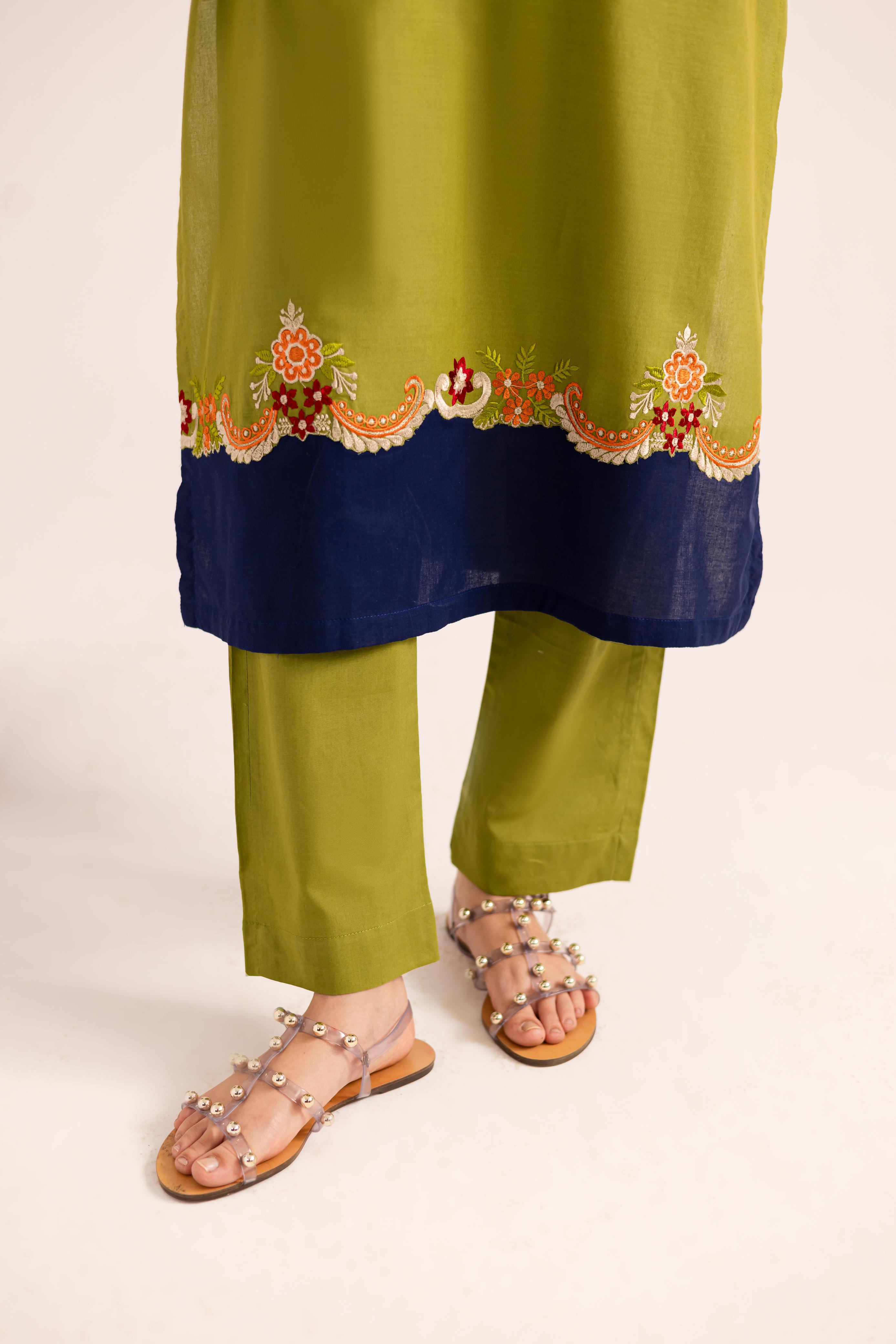 2PC Embroidered Dress - 1143