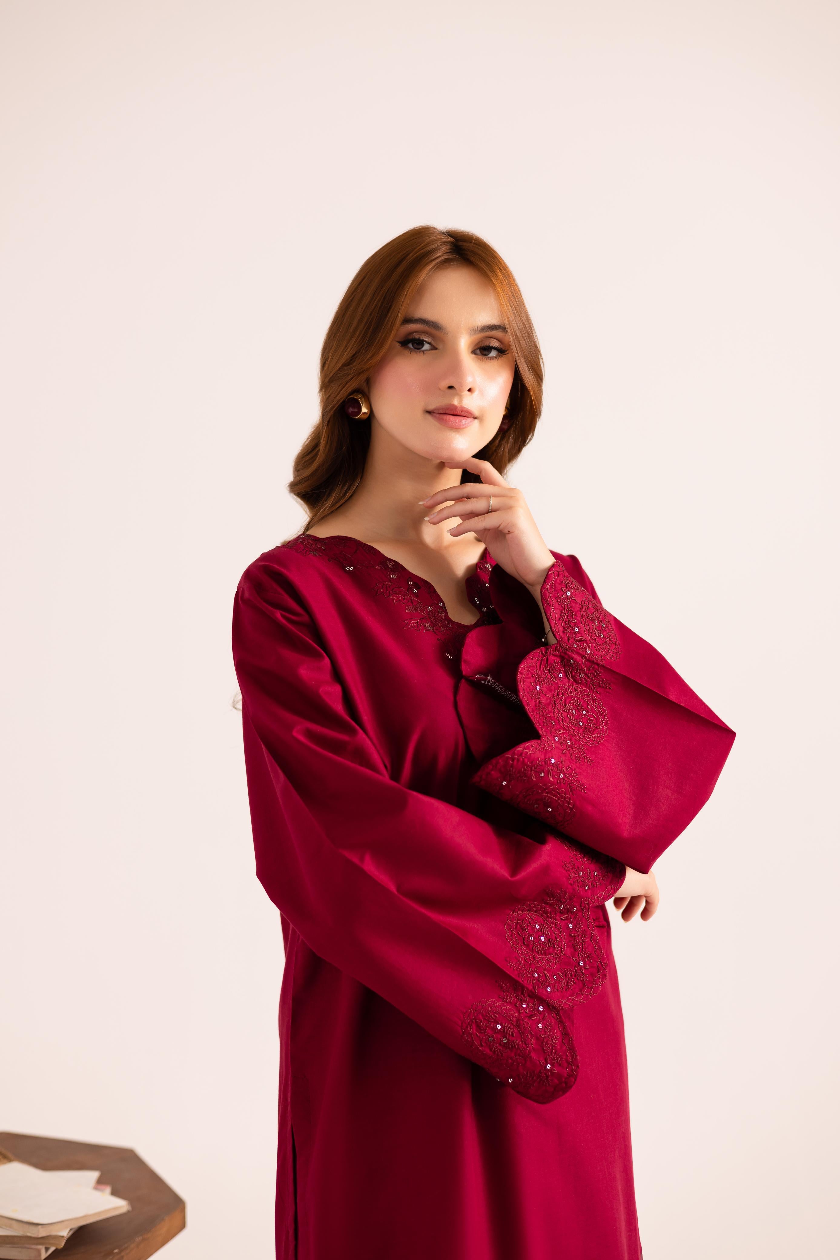 2PC Embroidered Dress - 1145