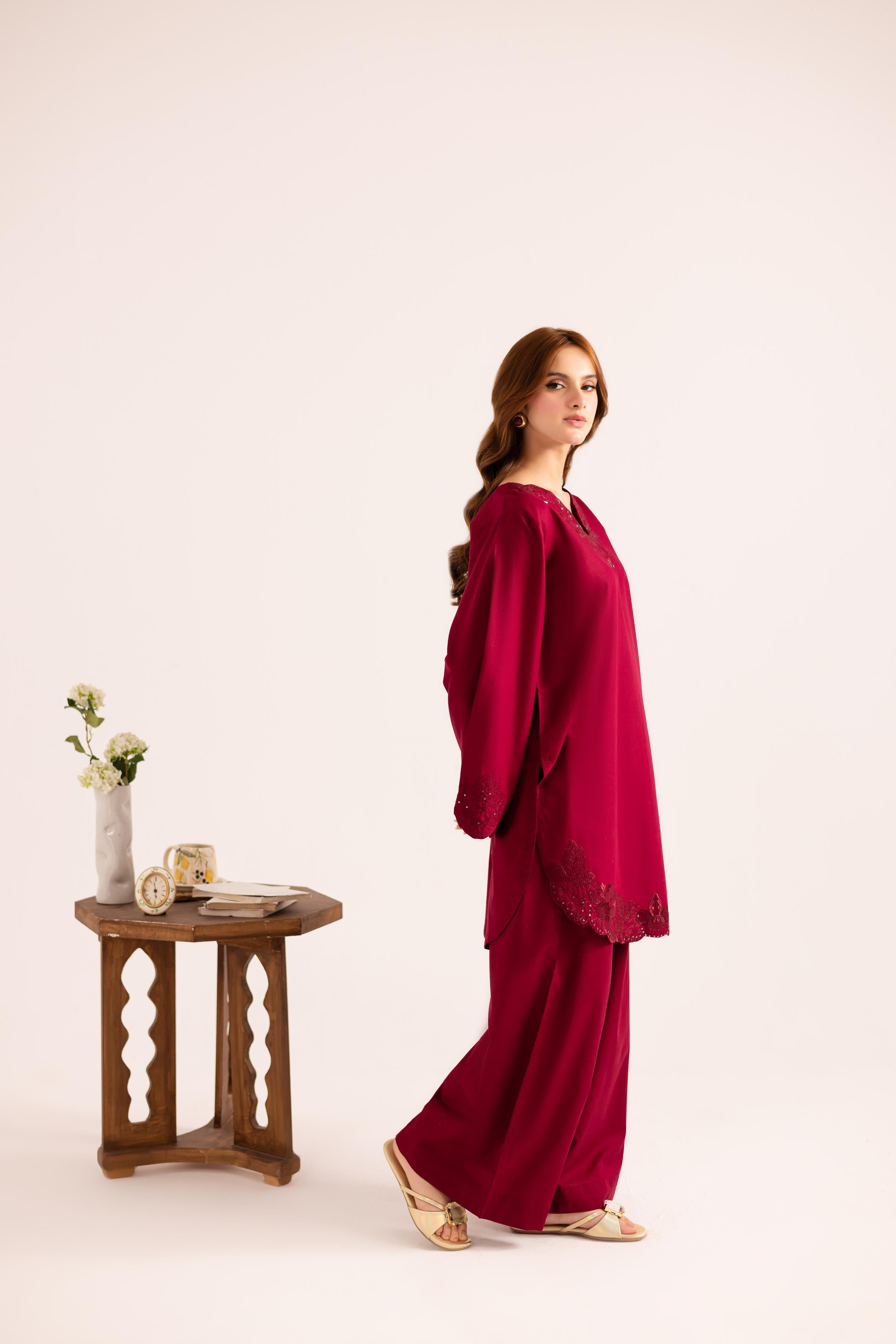 2PC Embroidered Dress - 1145