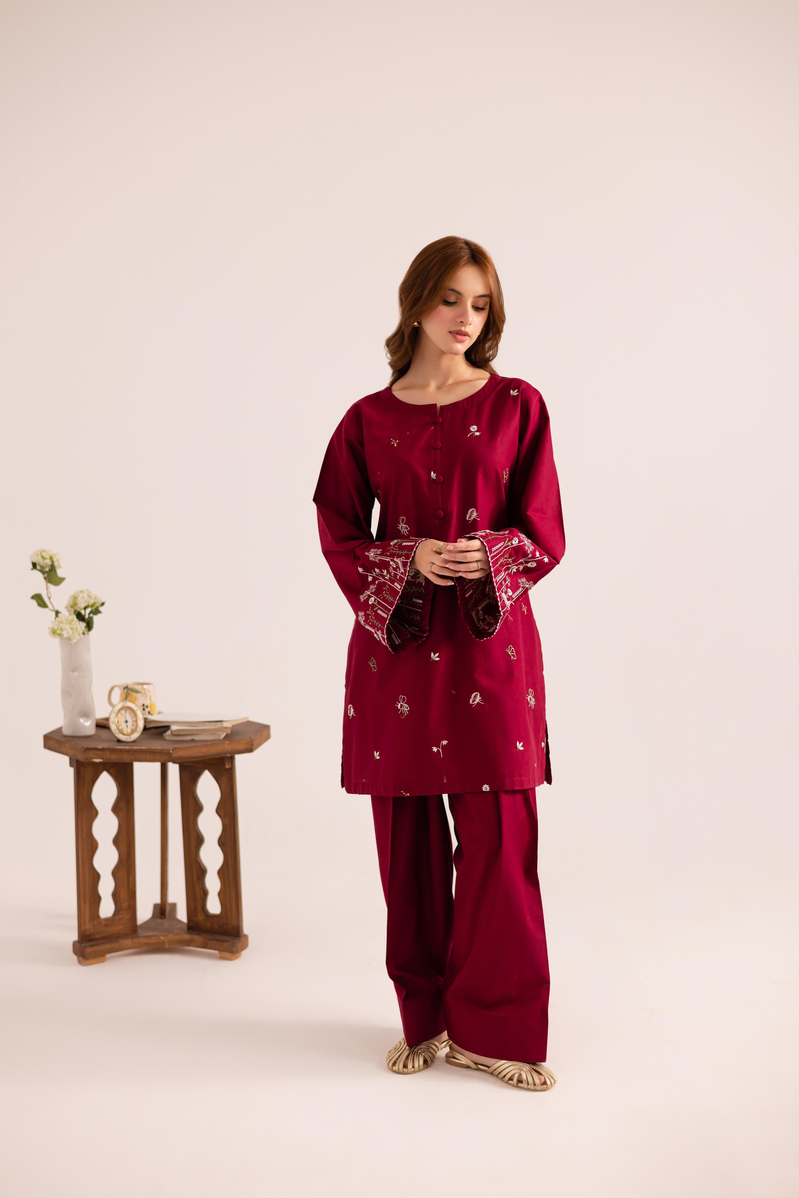 2PC Embroidered Dress - 1146