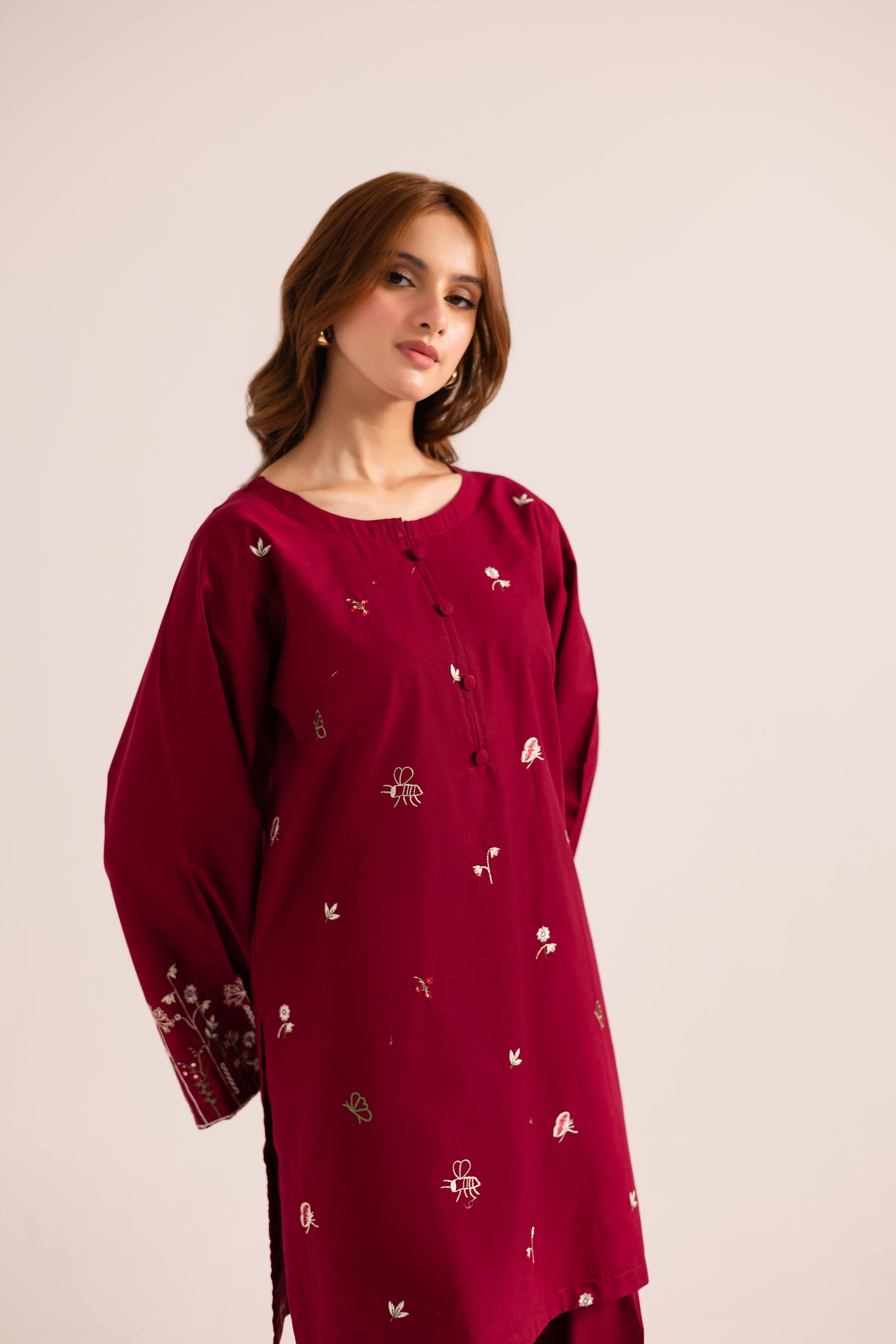 2PC Embroidered Dress - 1146