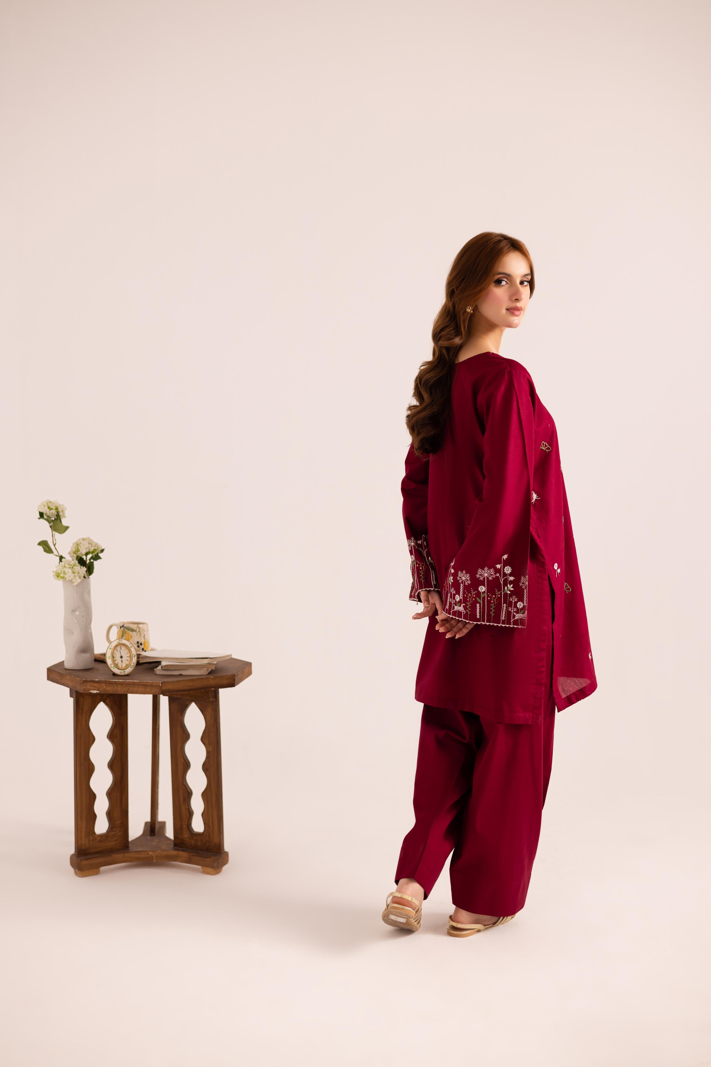 2PC Embroidered Dress - 1146