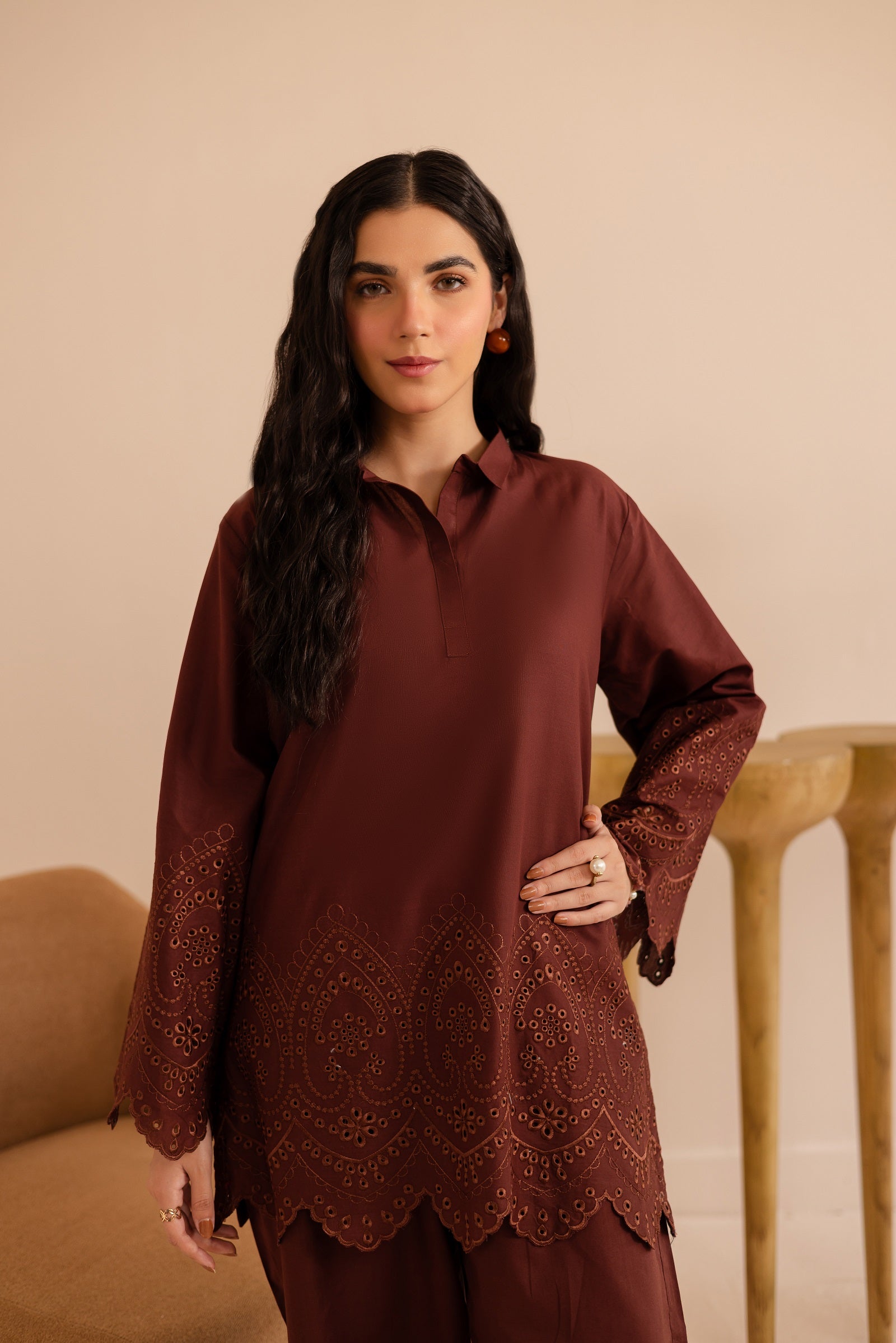 Schiffli Embroidered Co-Ord - 1154