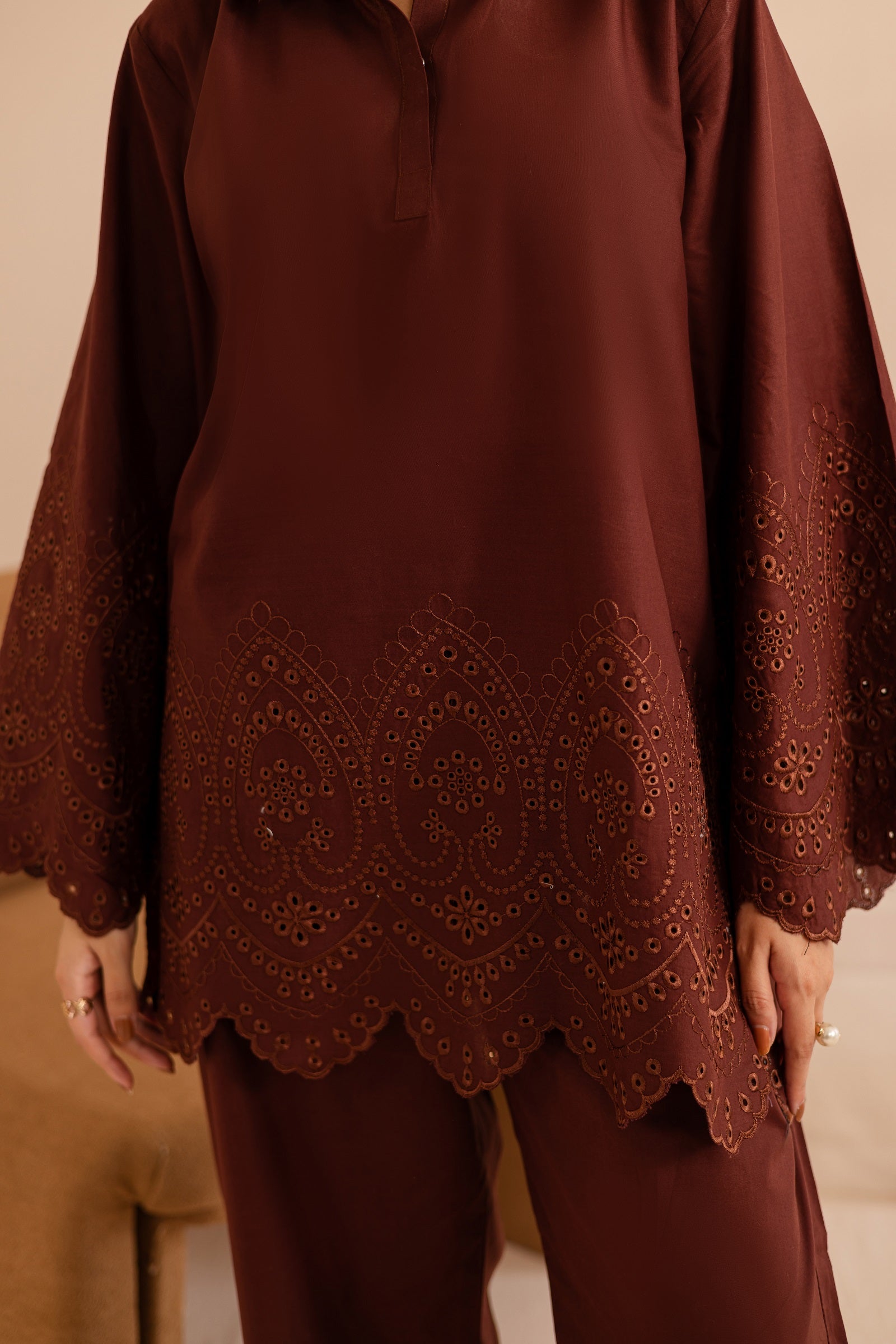 Schiffli Embroidered Co-Ord - 1154