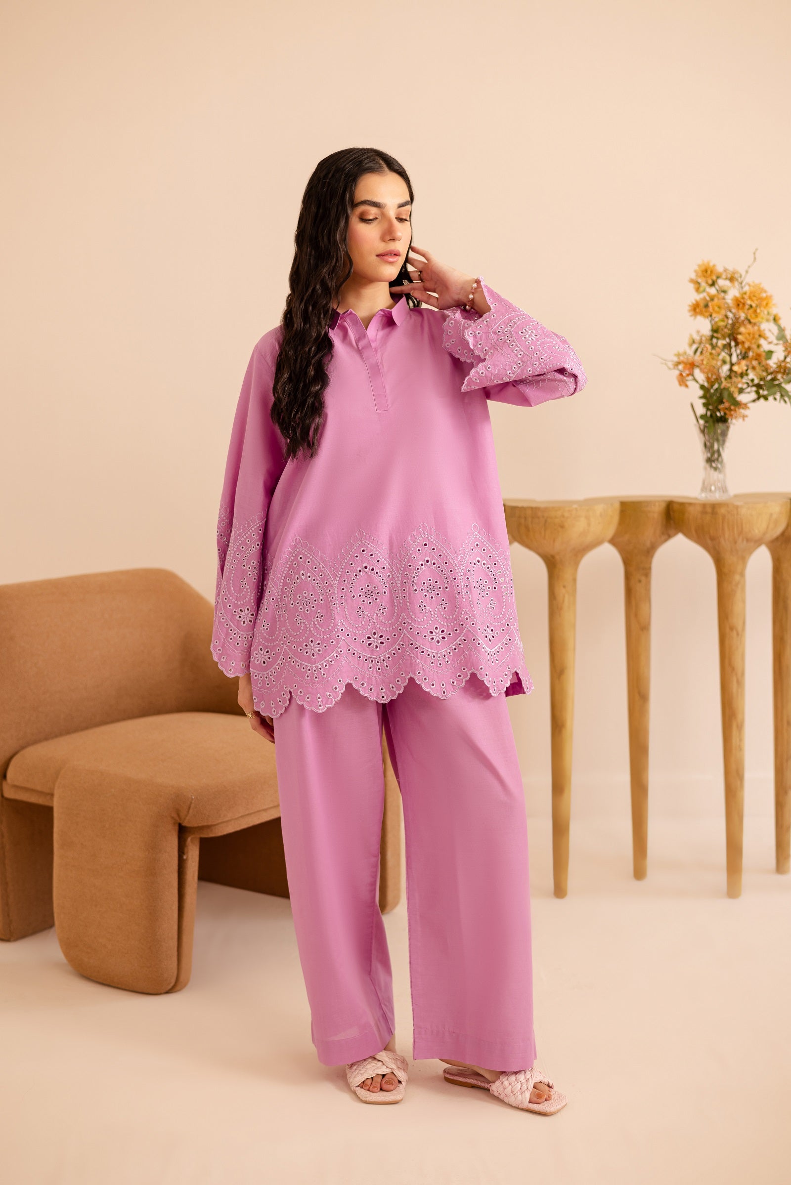 Schiffli Embroidered Co-Ord - 1155