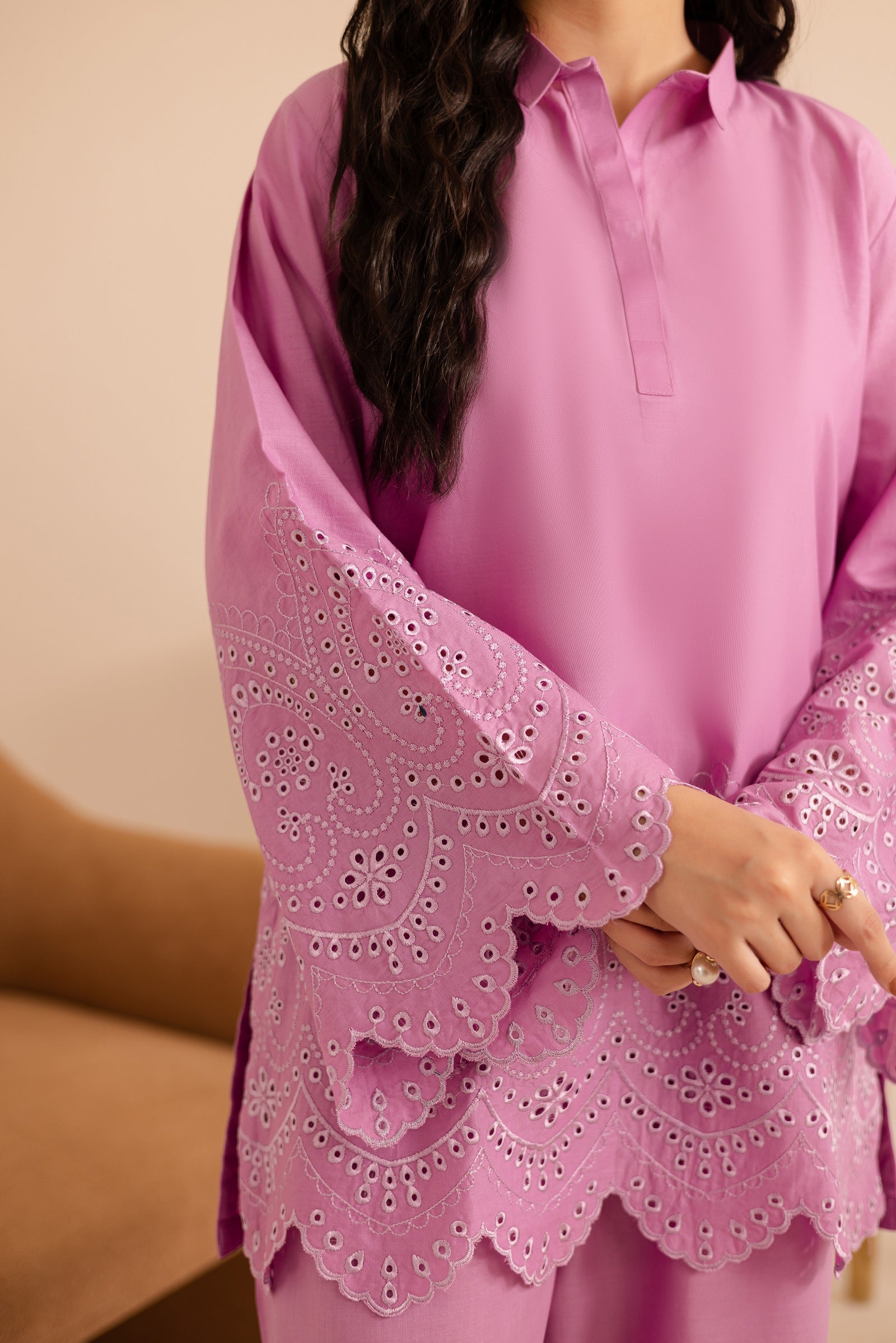 Schiffli Embroidered Co-Ord - 1155