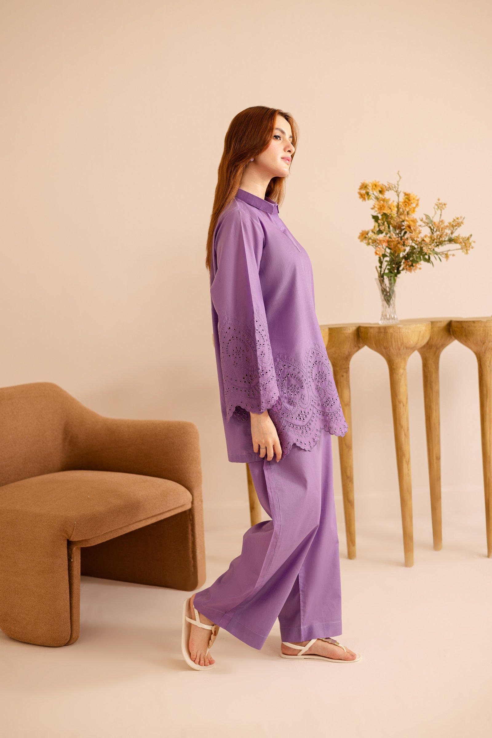 Schiffli Embroidered Co-Ord - 1156