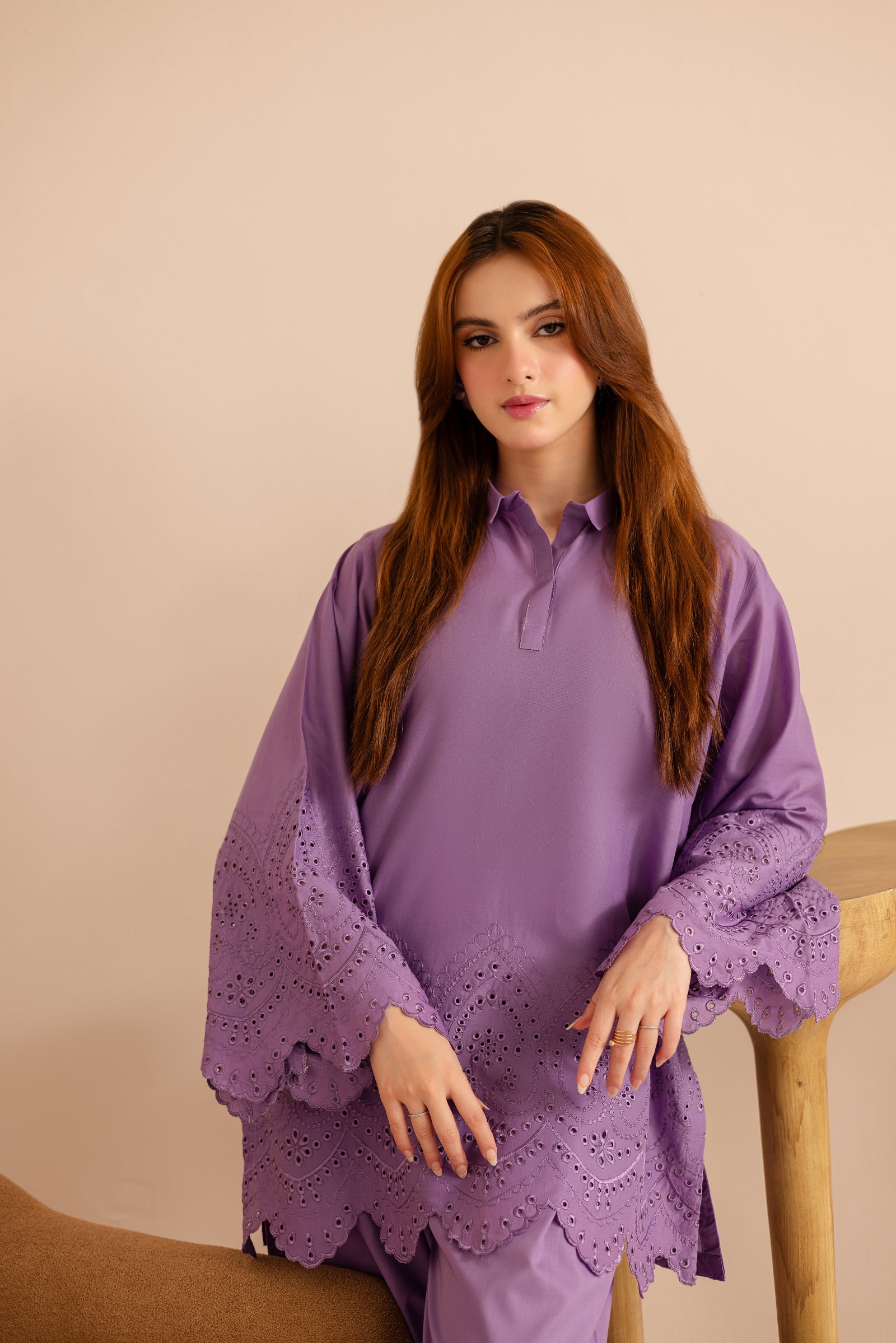 Schiffli Embroidered Co-Ord - 1156