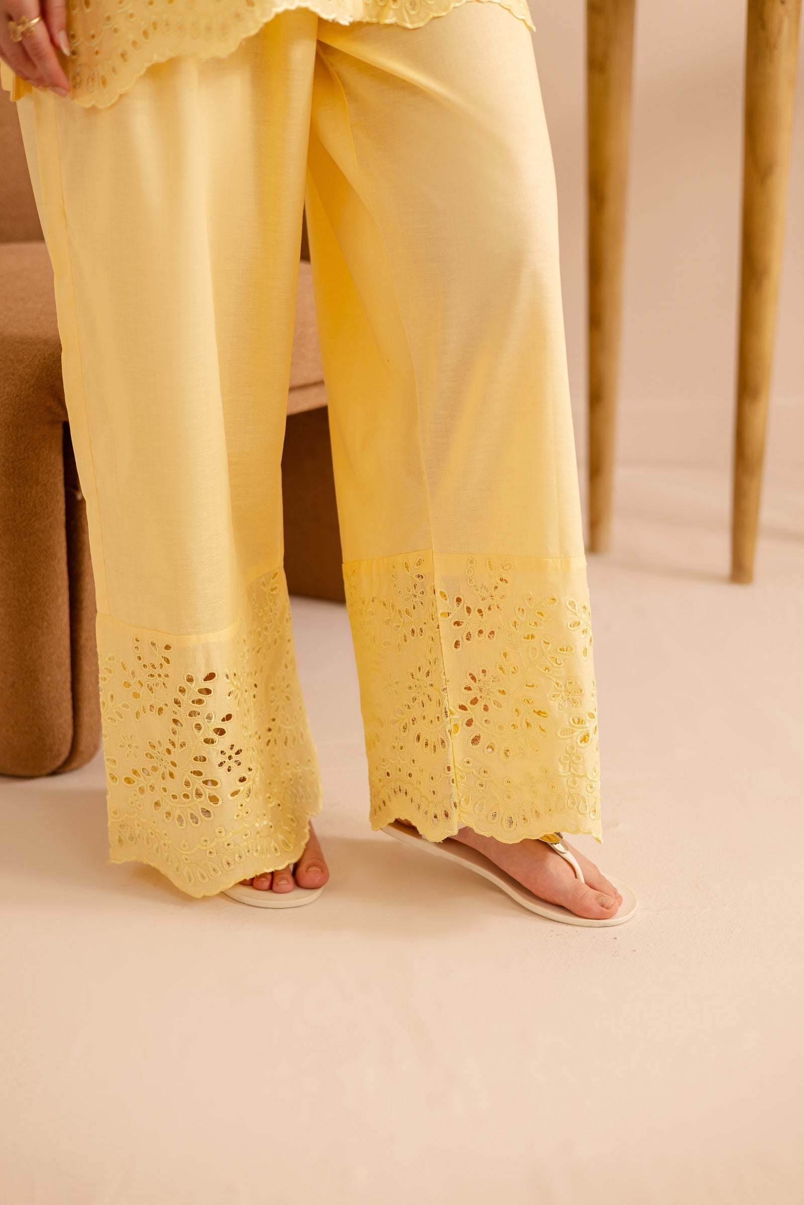 Schiffli Embroidered Co-Ord - 1161-B.YLW