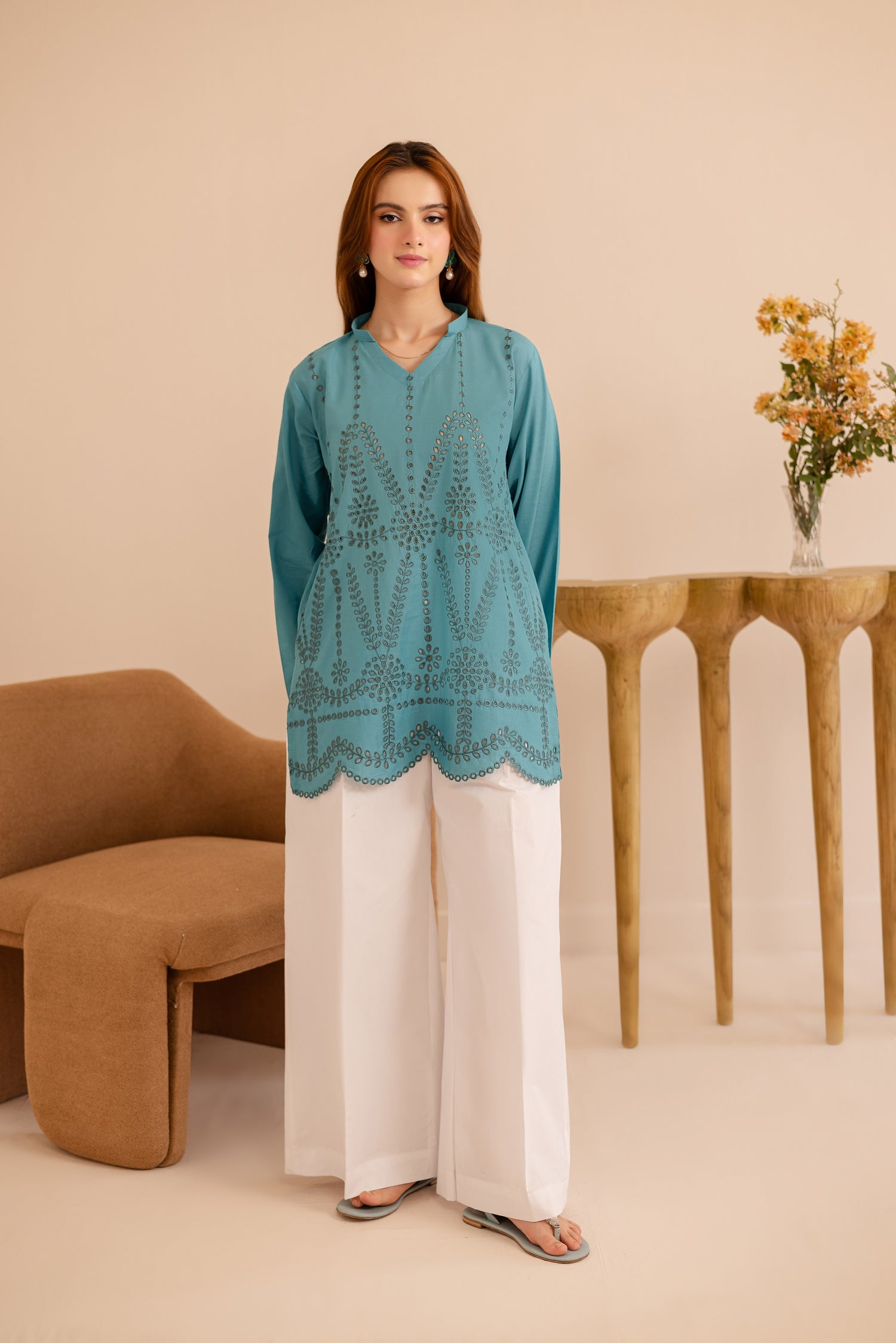 Summer Schiffli Embroidered Co-Ord - 1163-D.SBL