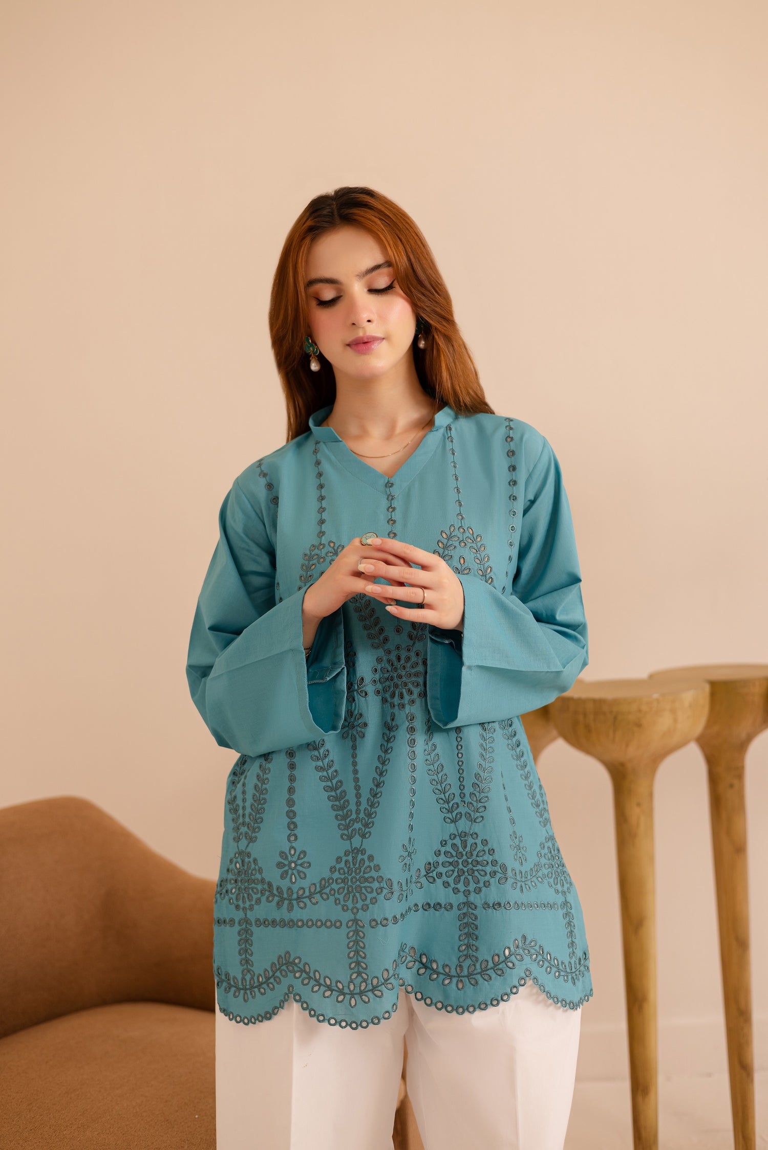 Summer Schiffli Embroidered Co-Ord - 1163-D.SBL