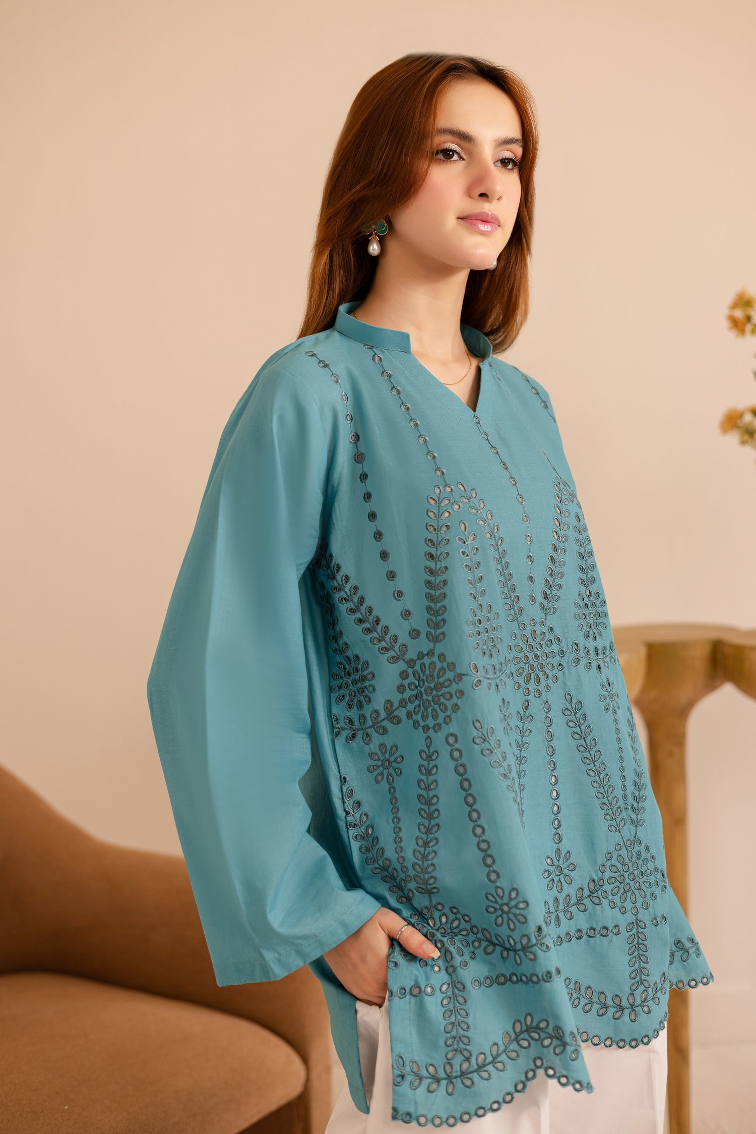 Summer Schiffli Embroidered Co-Ord - 1163-D.SBL
