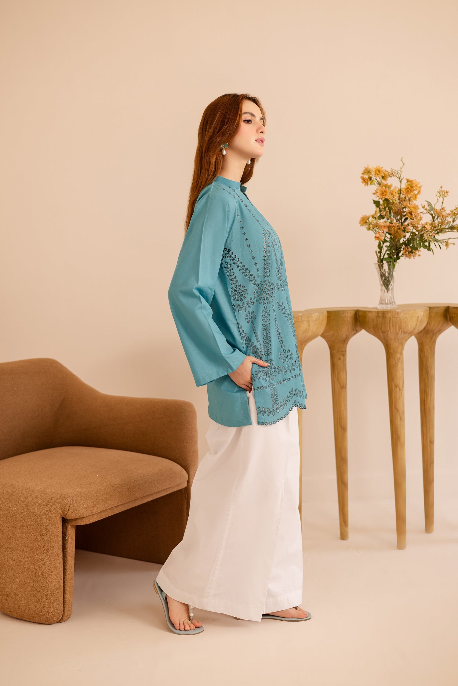 Summer Schiffli Embroidered Co-Ord - 1163-D.SBL