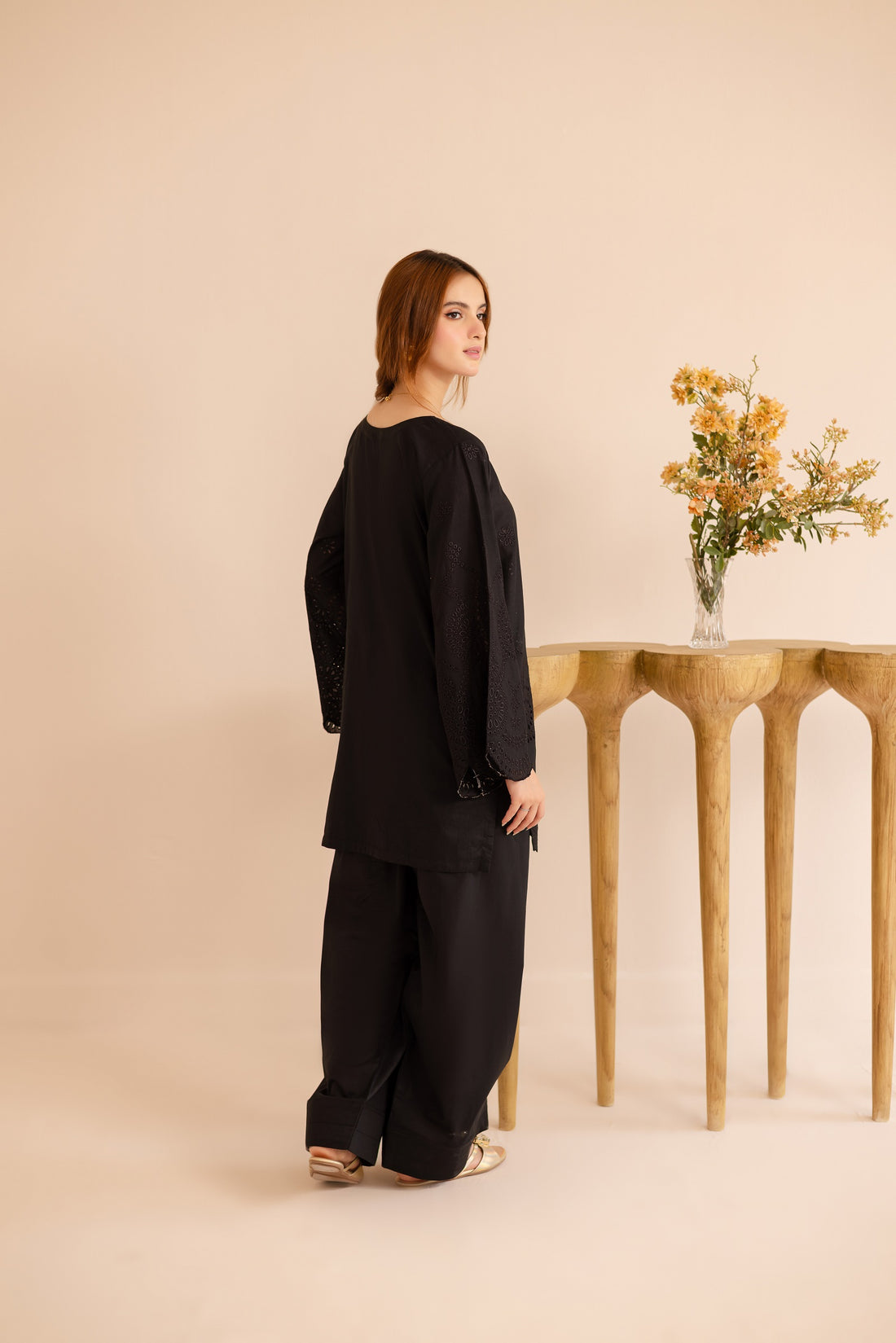 Summer Schiffli Embroidered Co-Ord - 1165-BLK