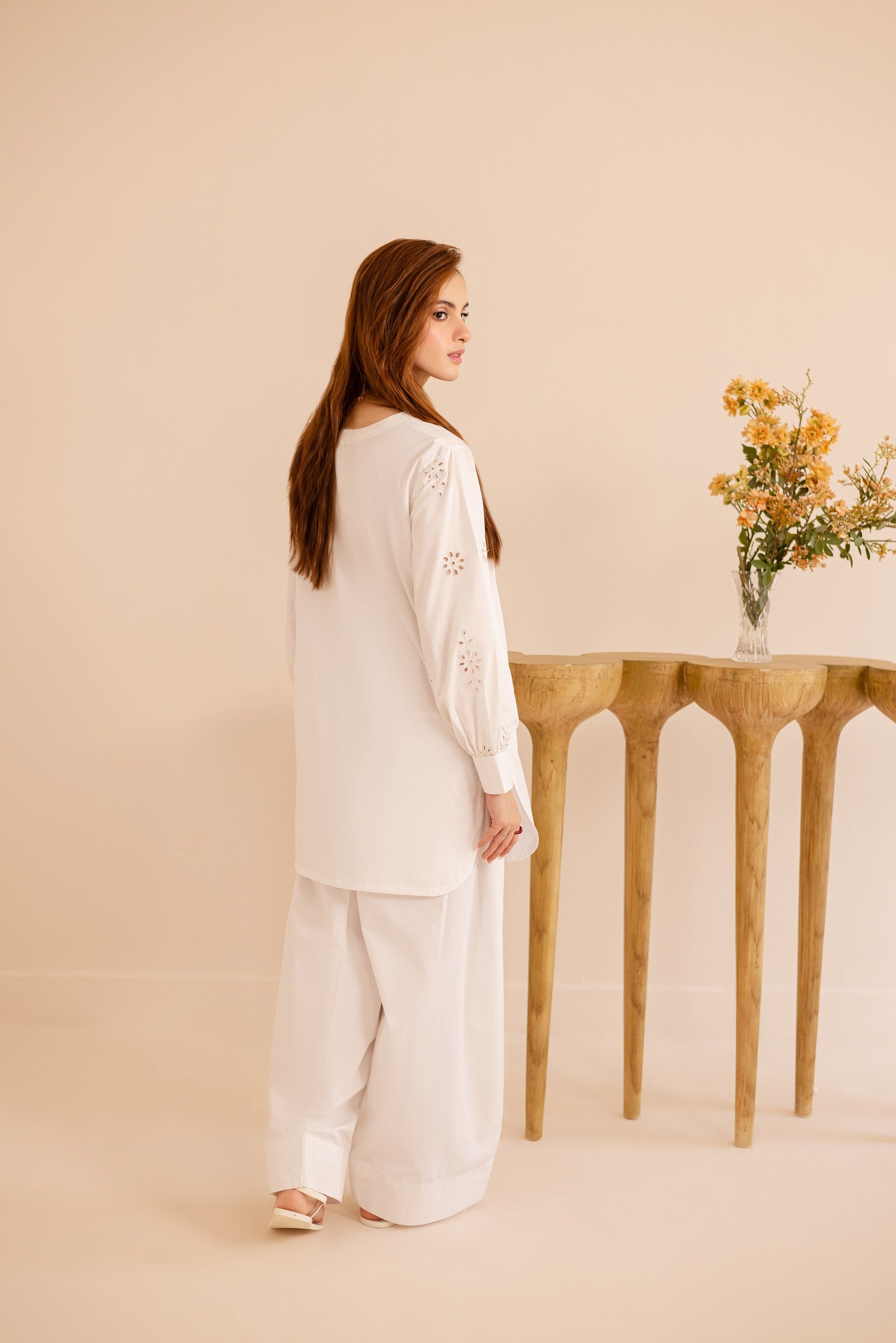 Schiffli Embroidered Co-Ord - 1171-WHT