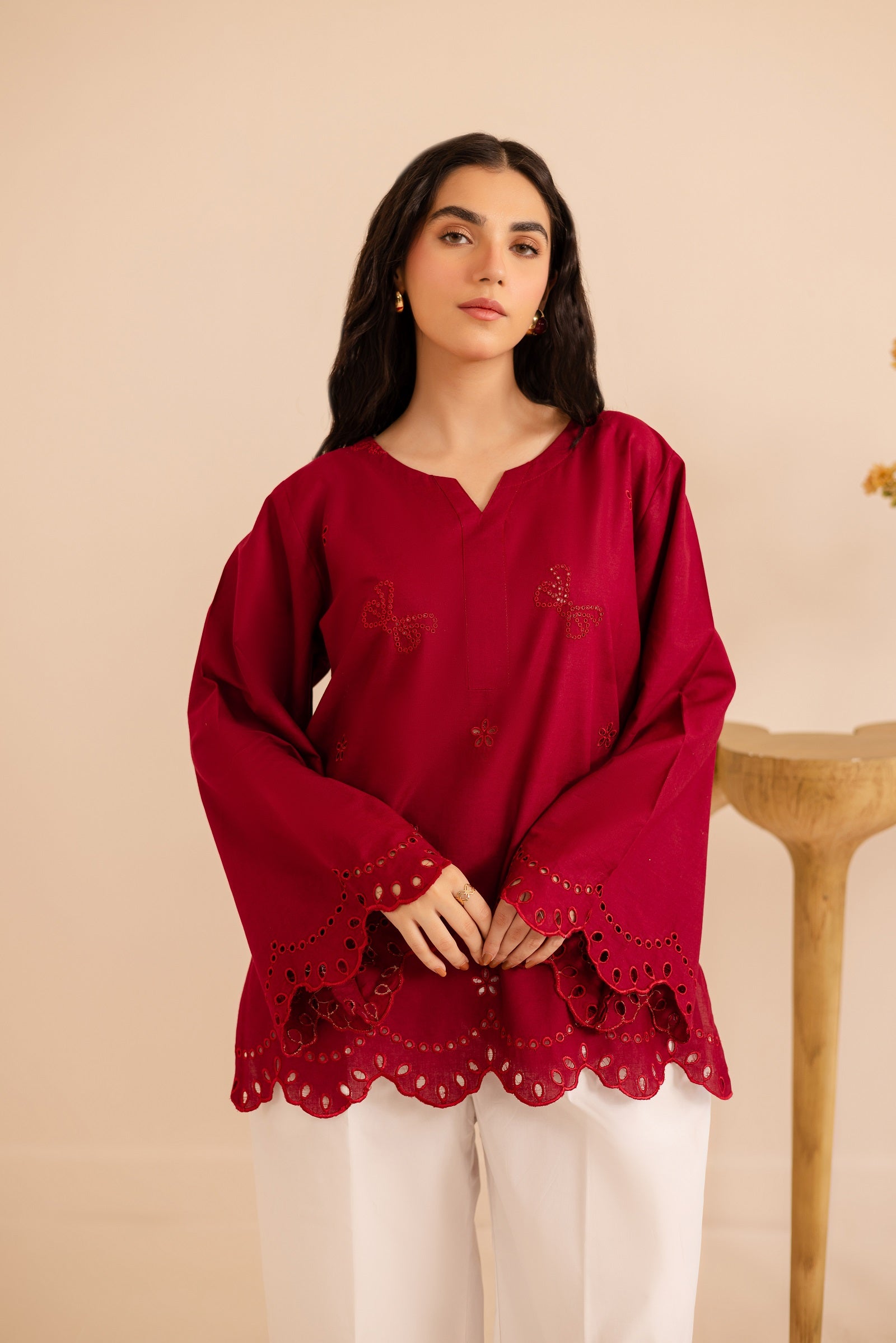Schiffli Embroidered Co-Ord - 1172-MRN