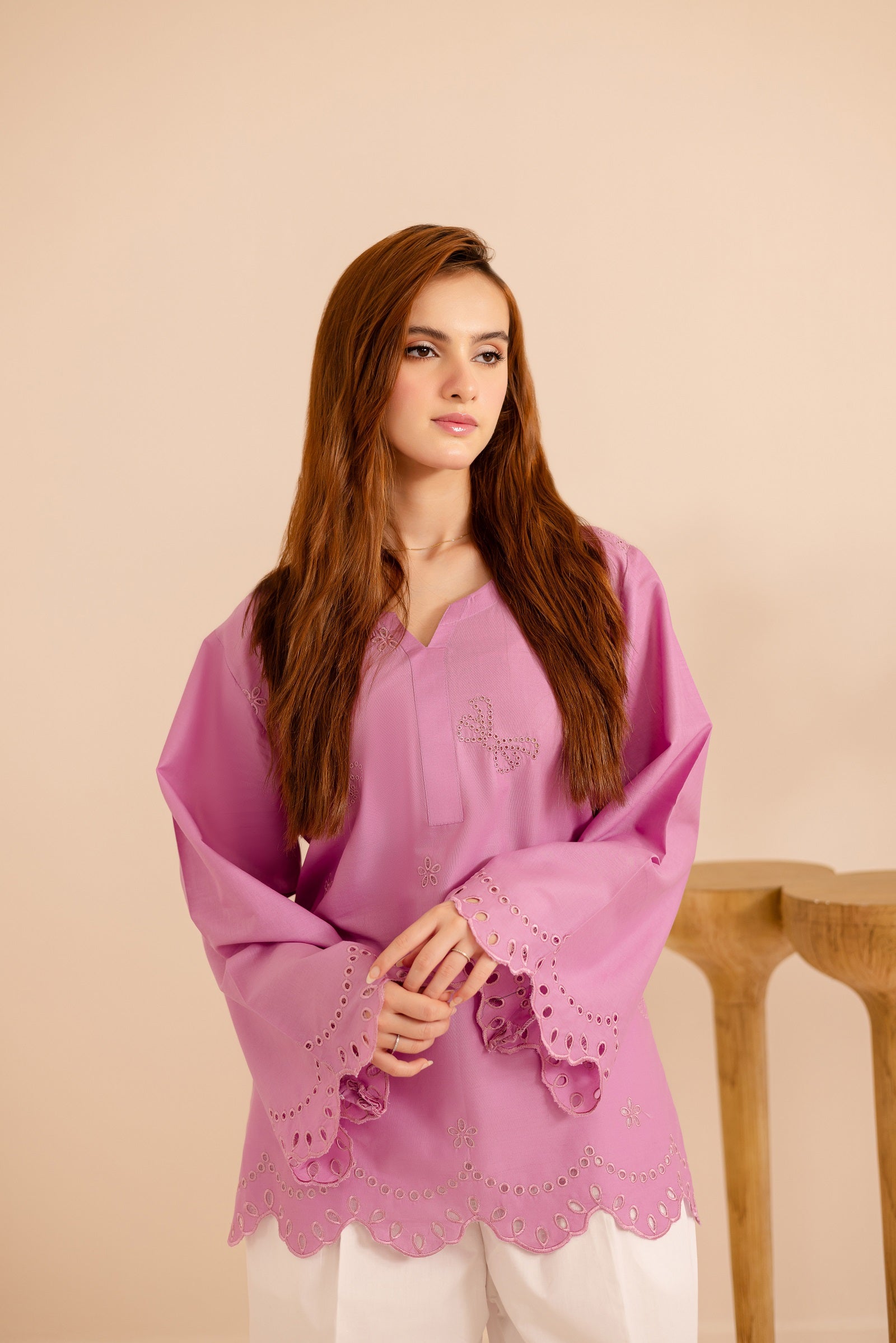 Schiffli Embroidered Co-Ord - 1174-L.LIL