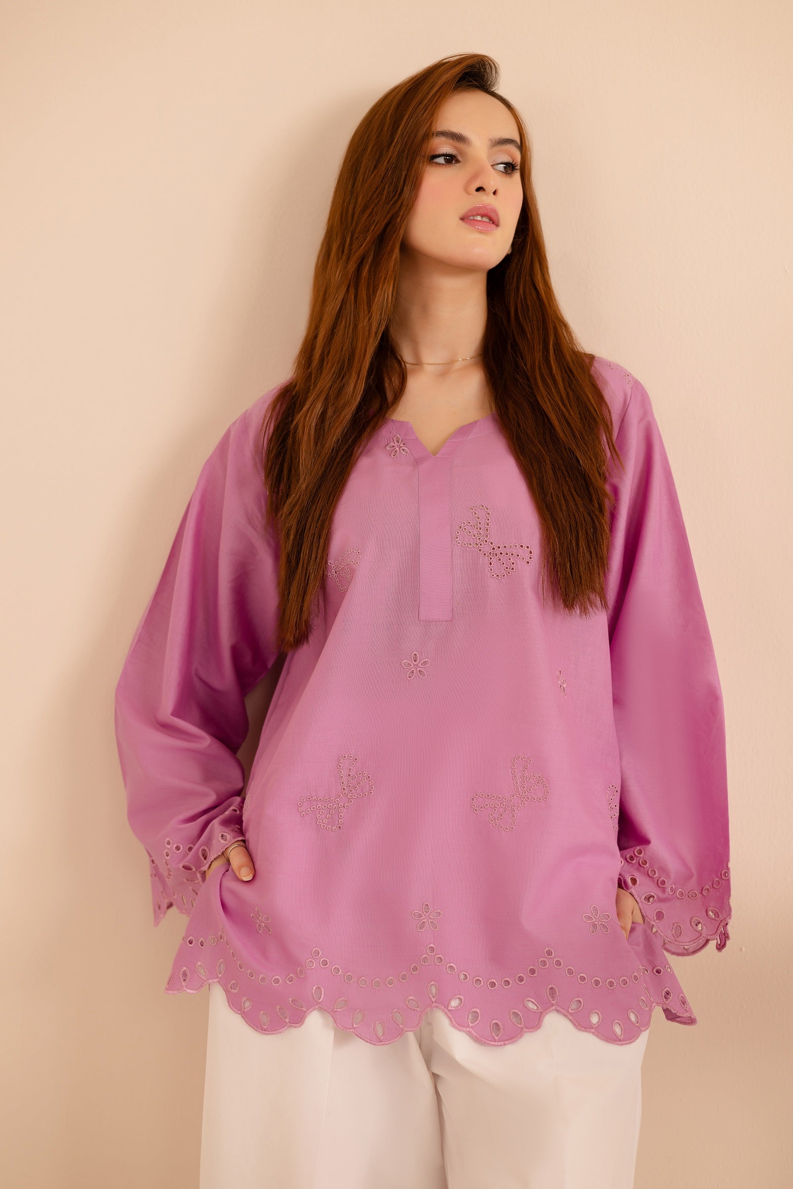 Schiffli Embroidered Co-Ord - 1174-L.LIL