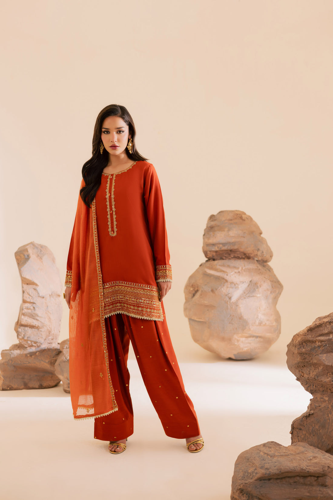 3PC Luxury Embroidered Dress- RSR11