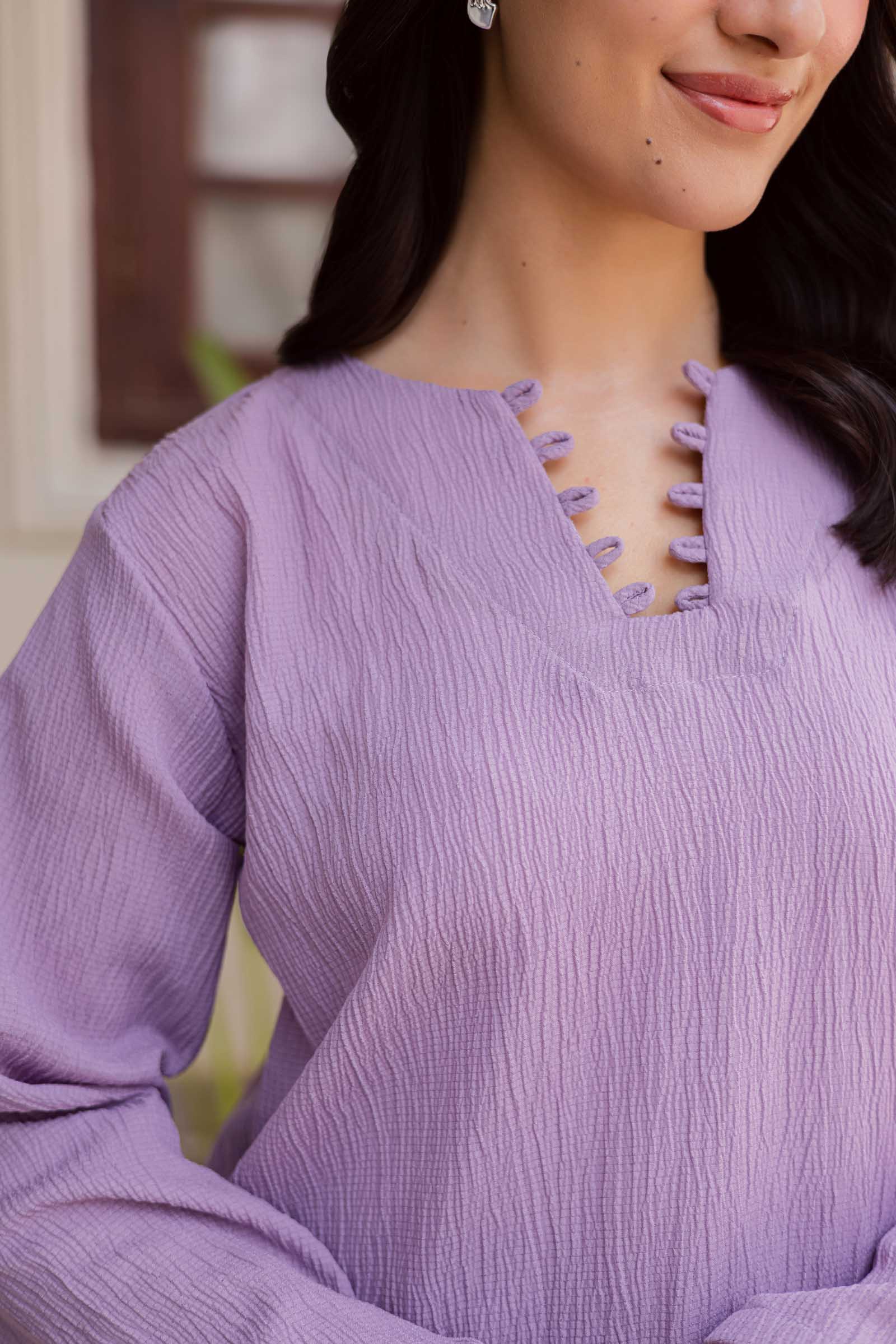 2PC Textured Dress-SB-Lilac