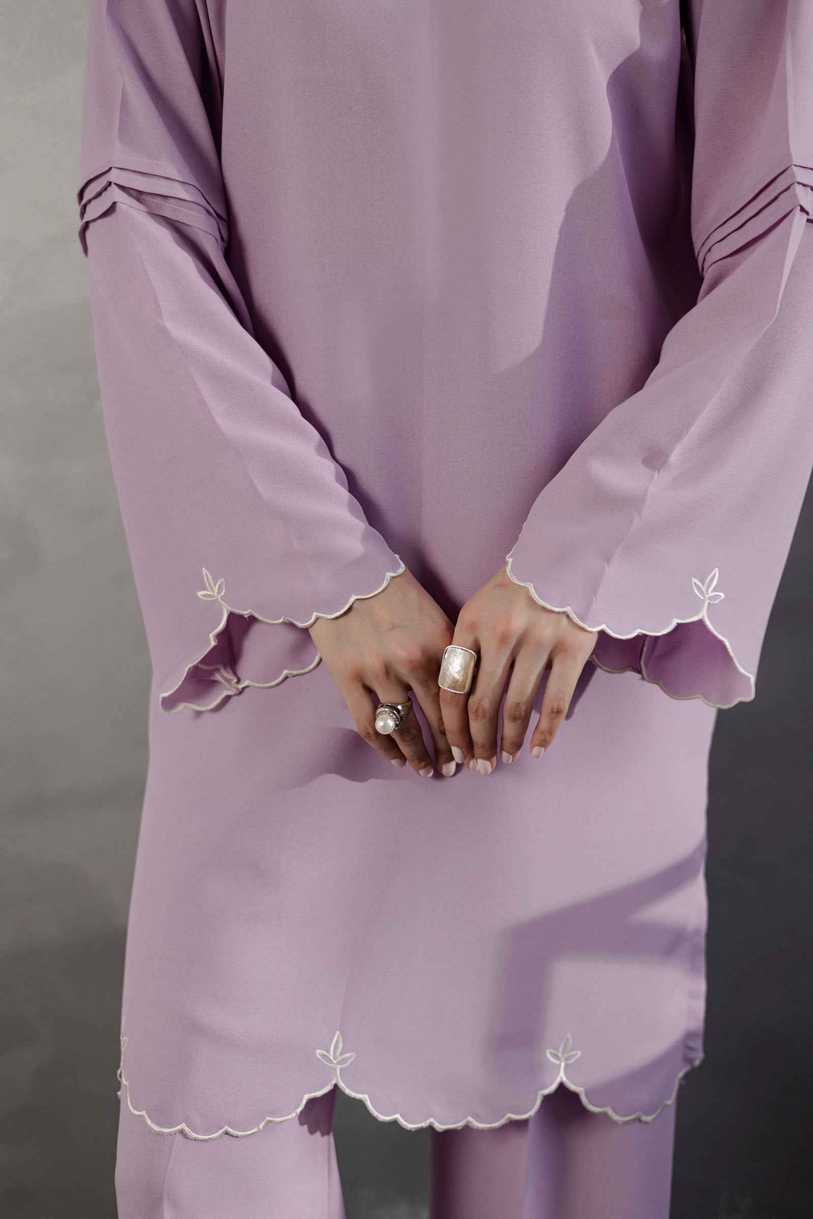 Embroidered Solid 2PC Dress - SP-04 Lavender