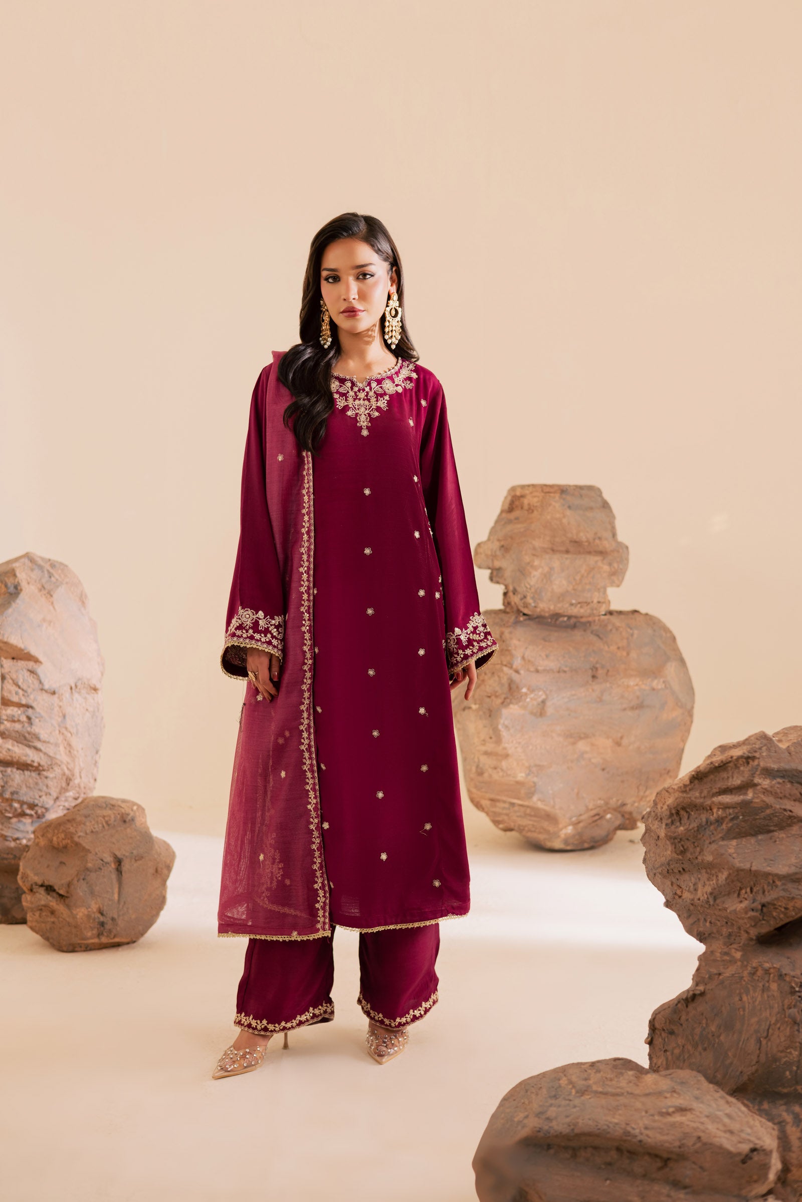 3PC Luxury Embroidered Dress- RSDP14