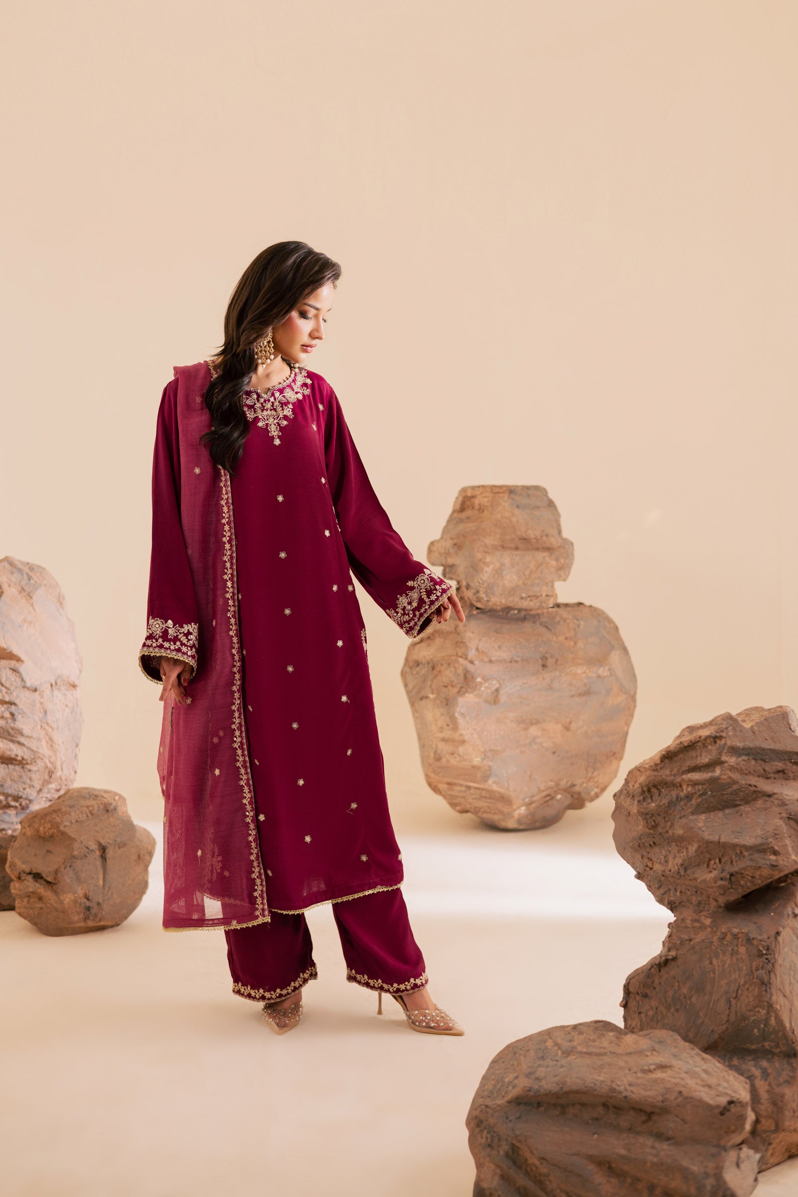 3PC Luxury Embroidered Dress- RSDP14