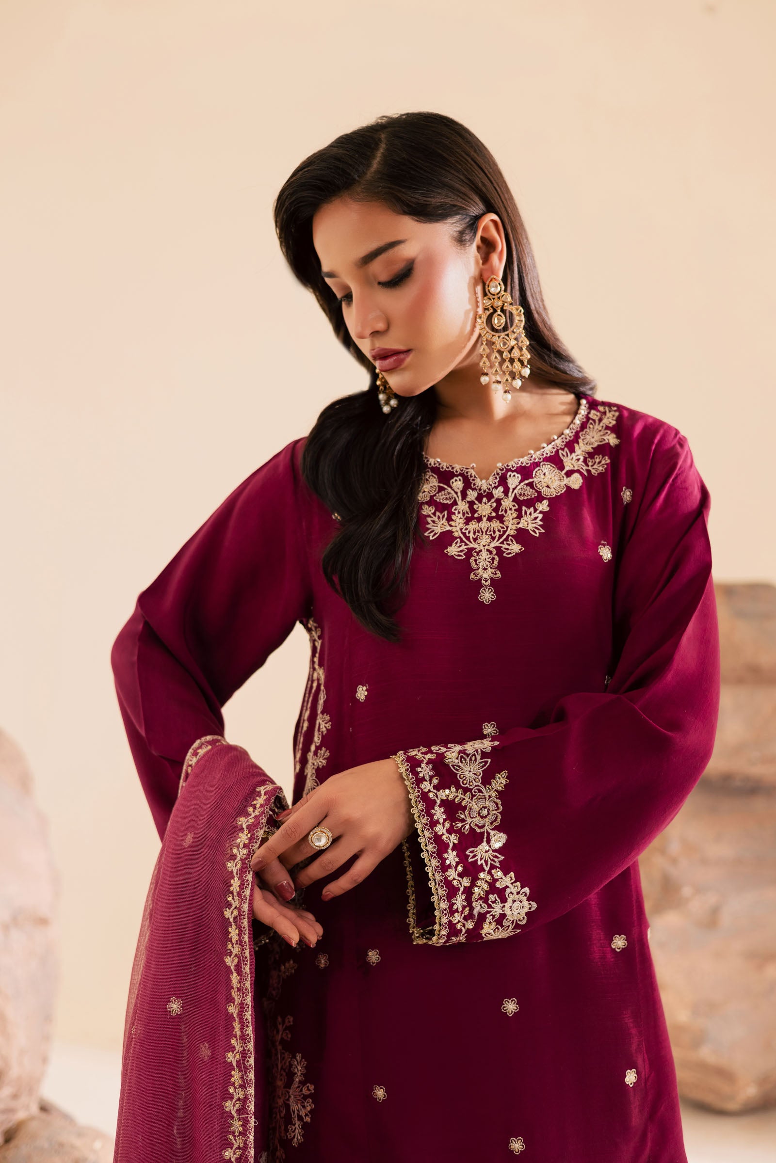 3PC Luxury Embroidered Dress- RSDP14