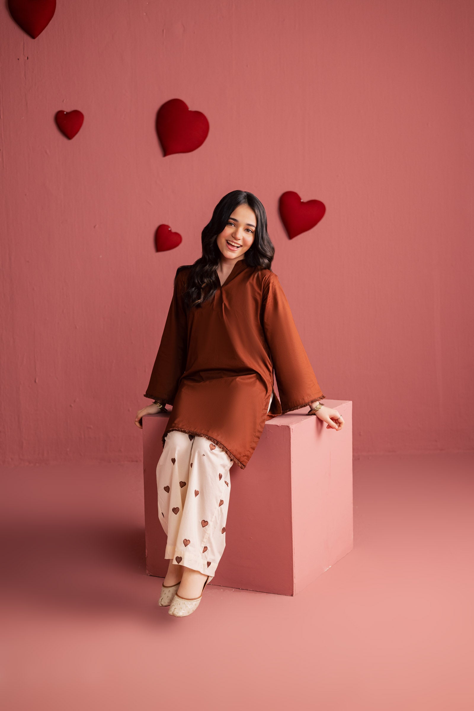 Kids 2PC Lawn Embroidered MSK 05 – Chocolate Brown