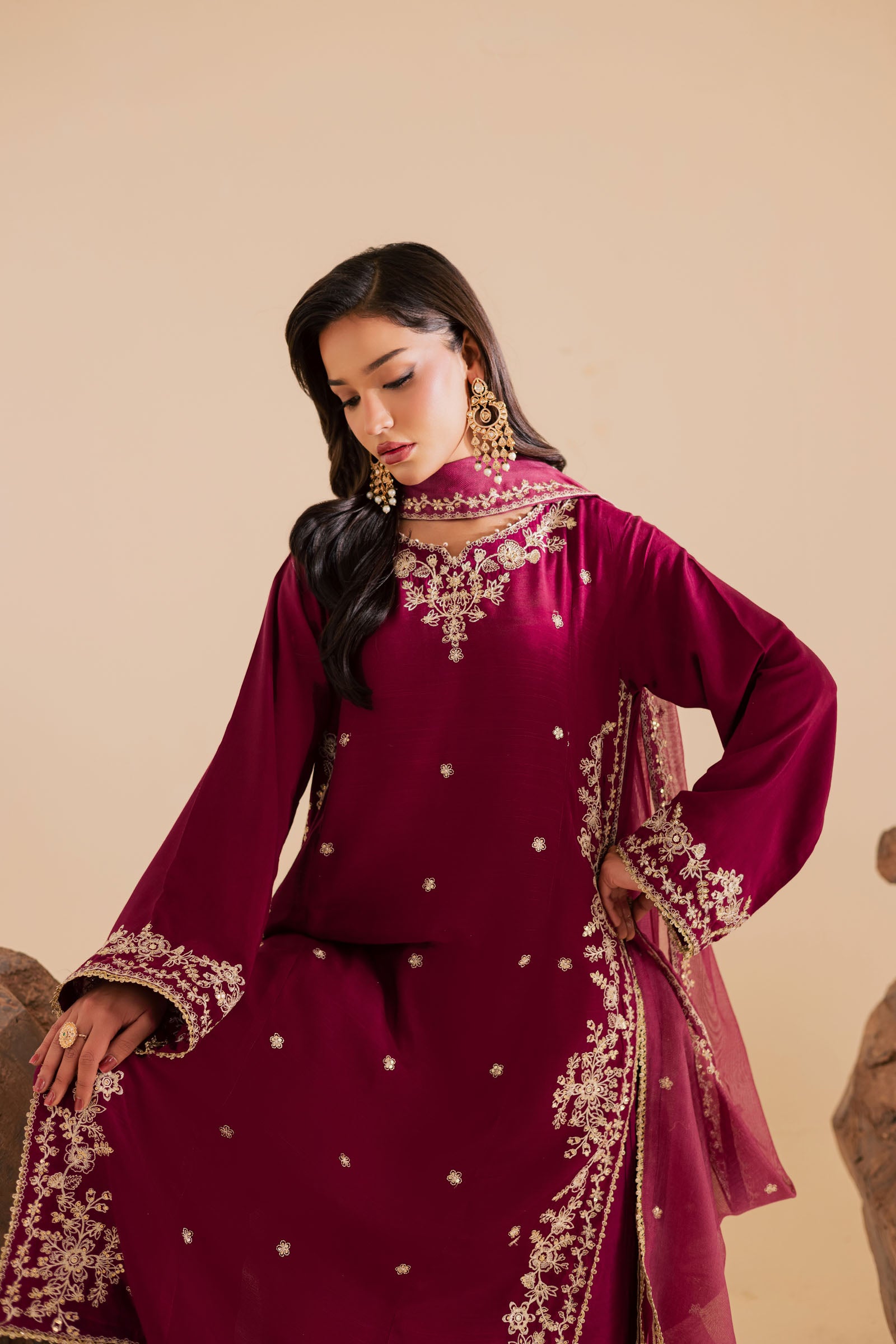 3PC Luxury Embroidered Dress- RSDP14