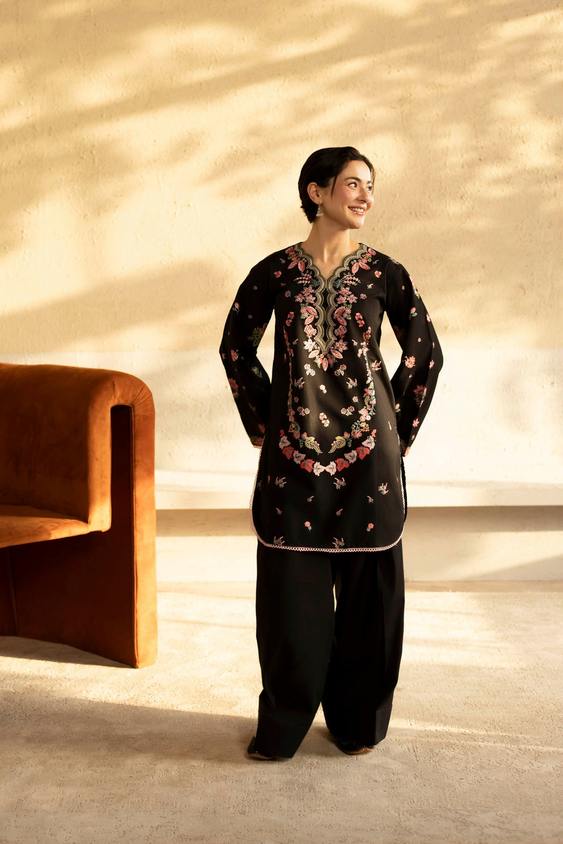 2PC Cambric Embroidered Dress - HM01