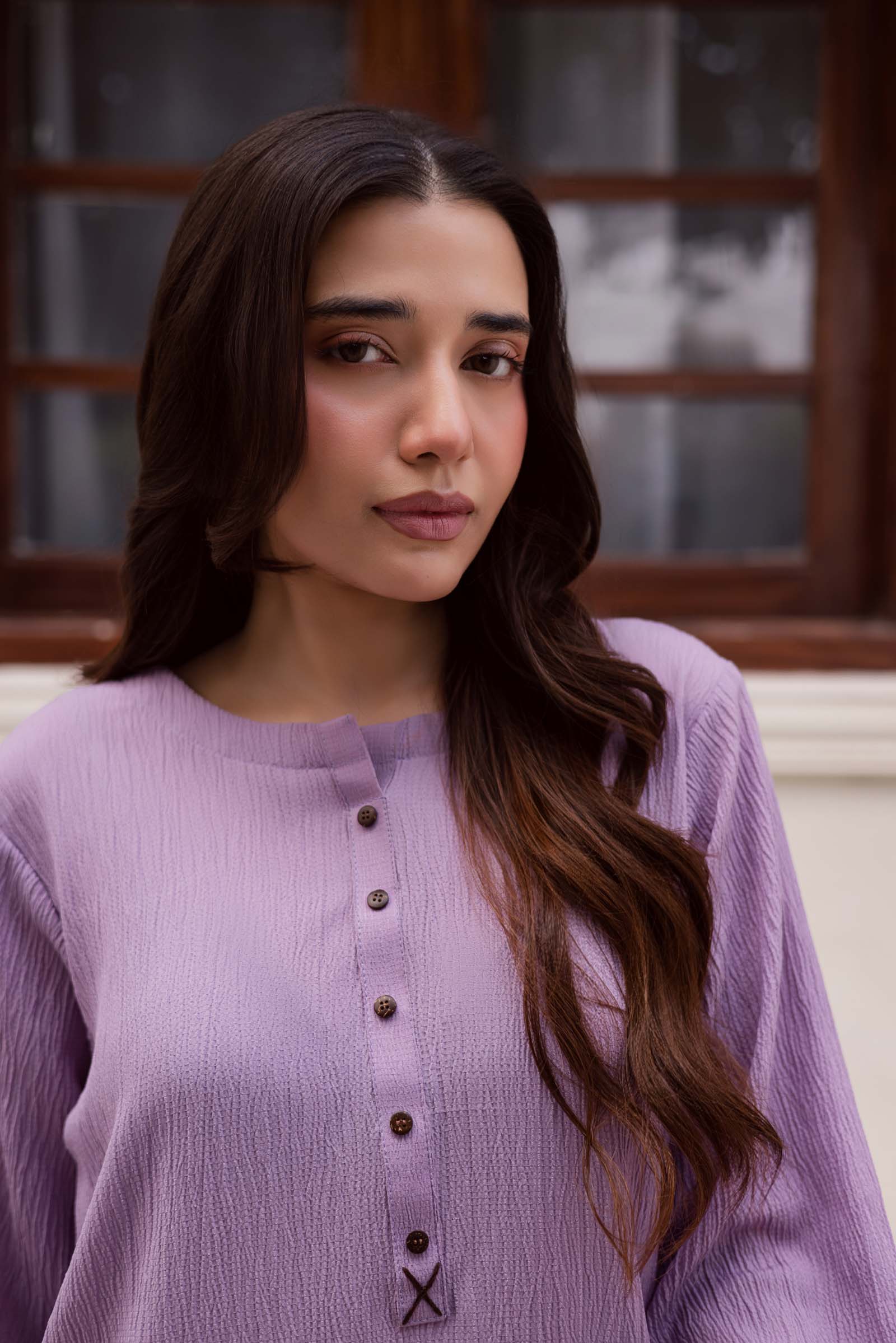 1PC Textured Kurta-Lilac