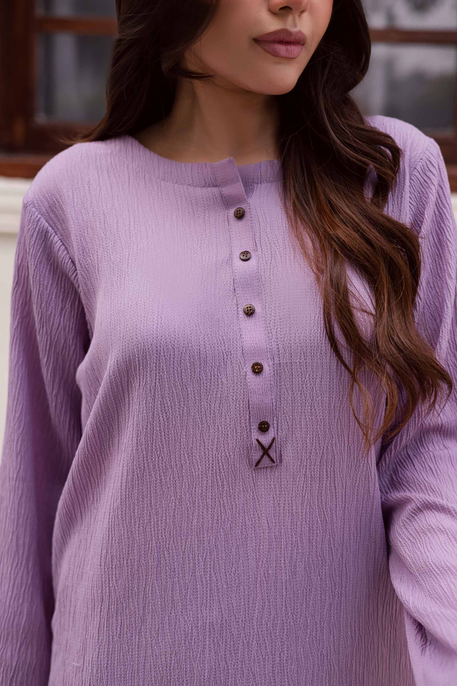 1PC Textured Kurta-Lilac