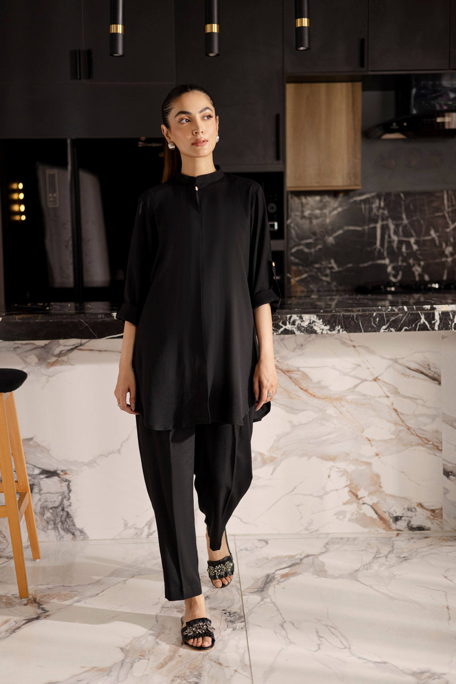 Solid 2PC Dress - SP-01 Black