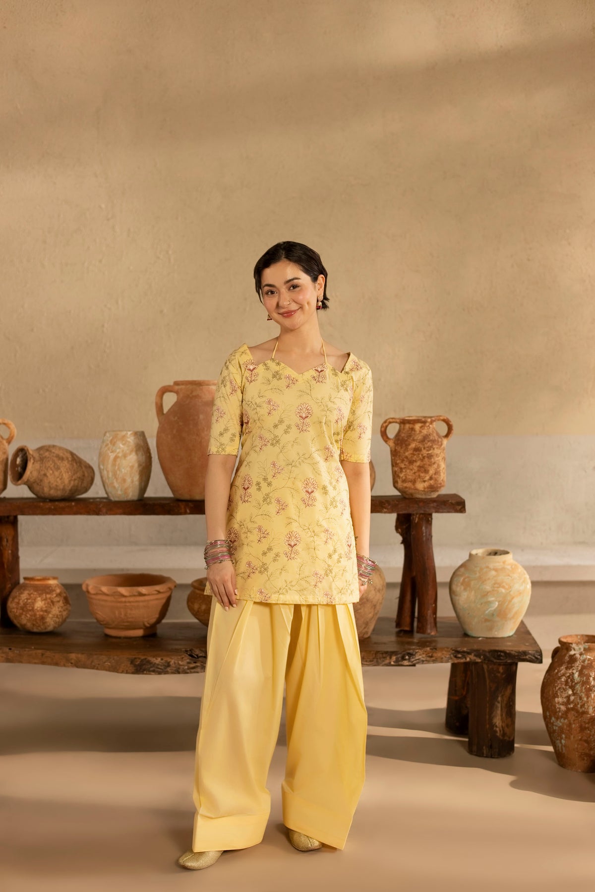 2PC Cambric Embroidered Dress - HM05